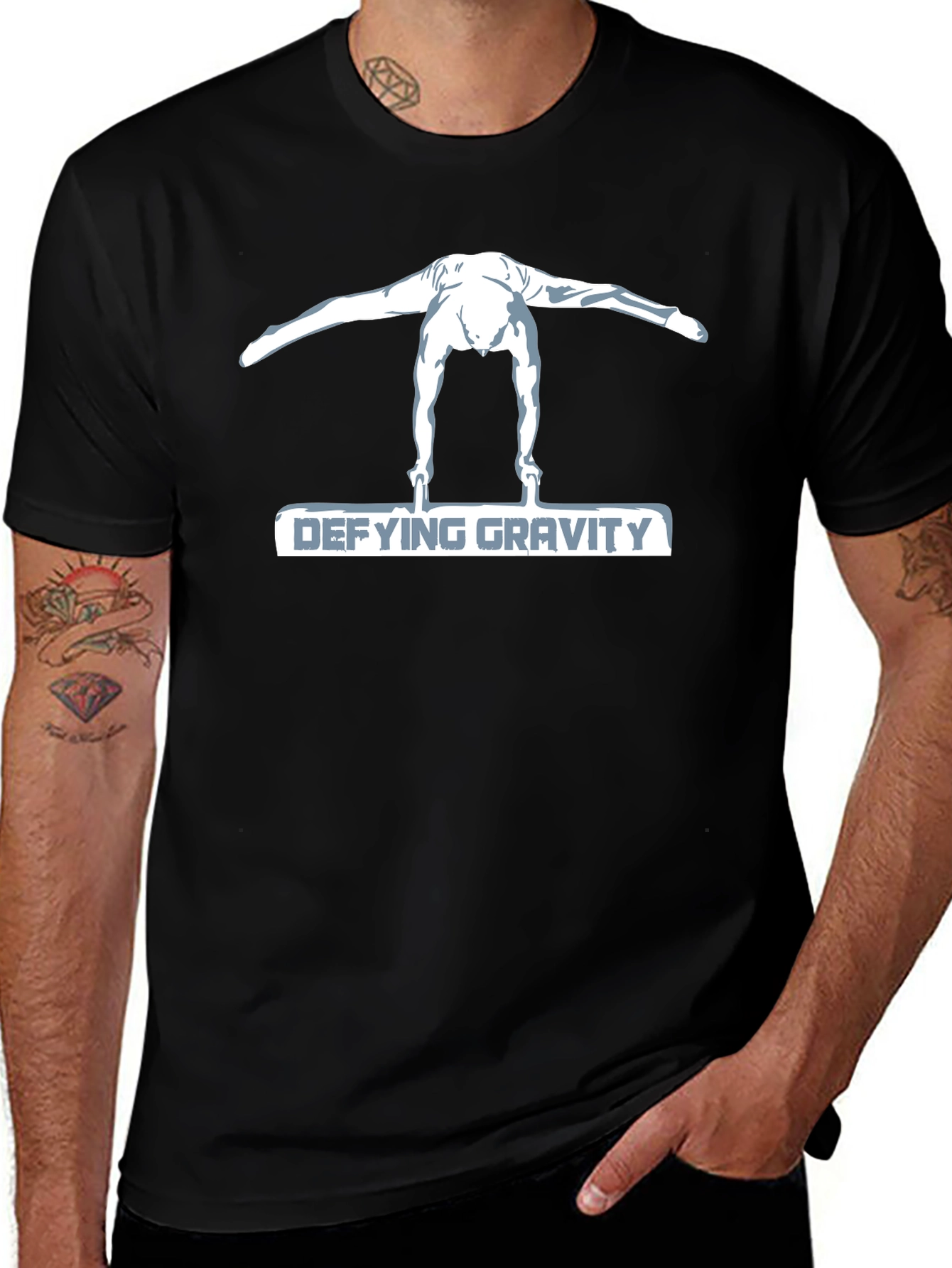 Variant 23 of Defying Gravity Gymnastics Tee - Black Cotton T-Shirt