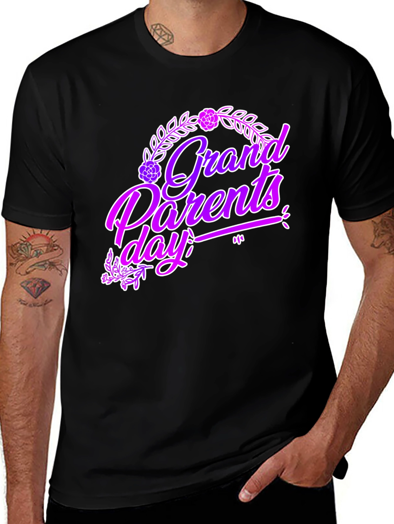 Grandparents Day Graphic Tee - Black Cotton T-Shirt