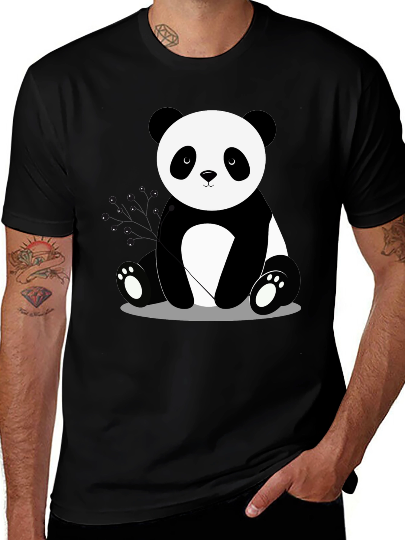 Variant 20 of Cute Panda Graphic Tee - Men's Black T-Shirt