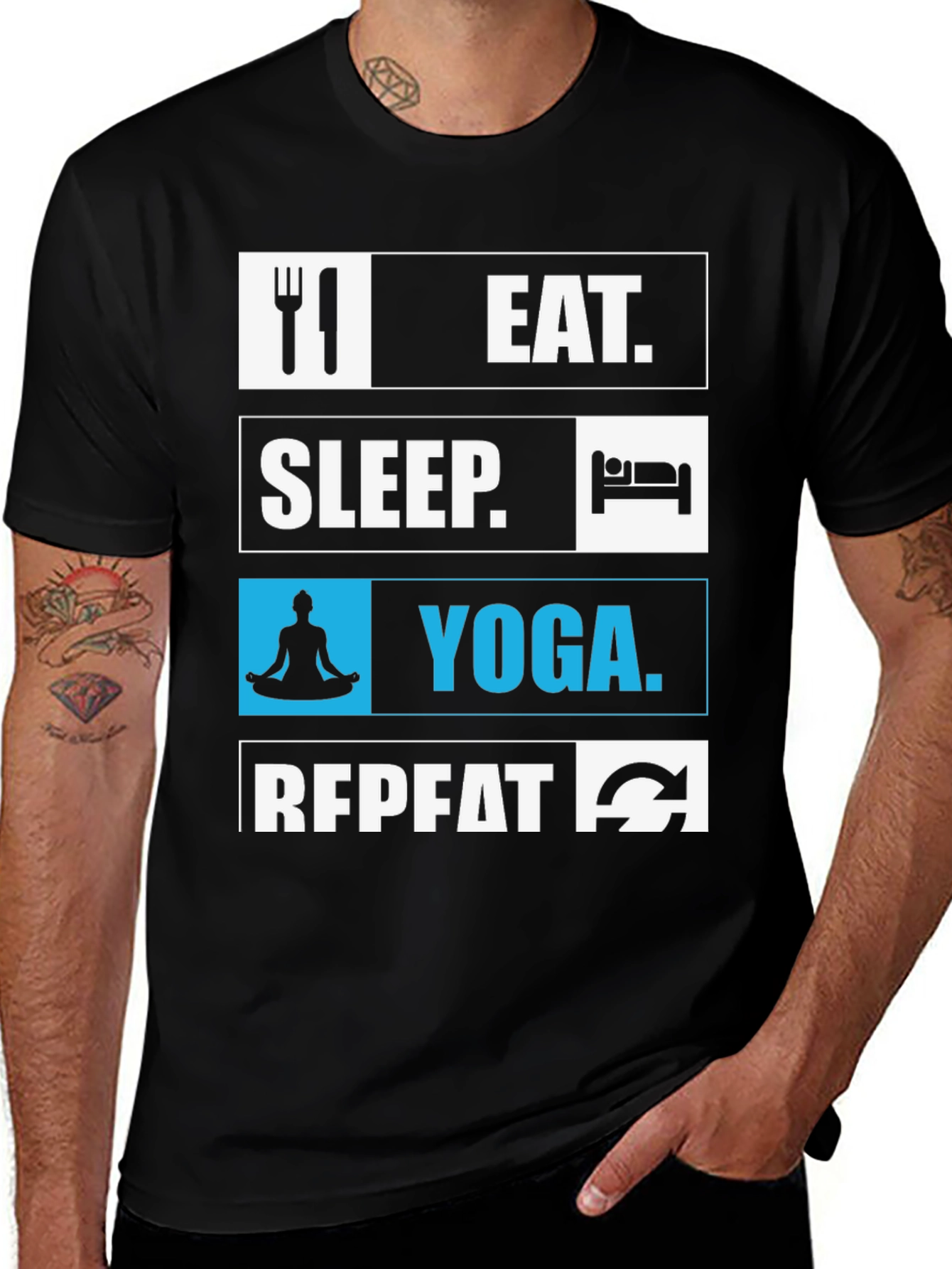 Variant 17 of Eat Sleep Yoga Repeat Graphic Tee