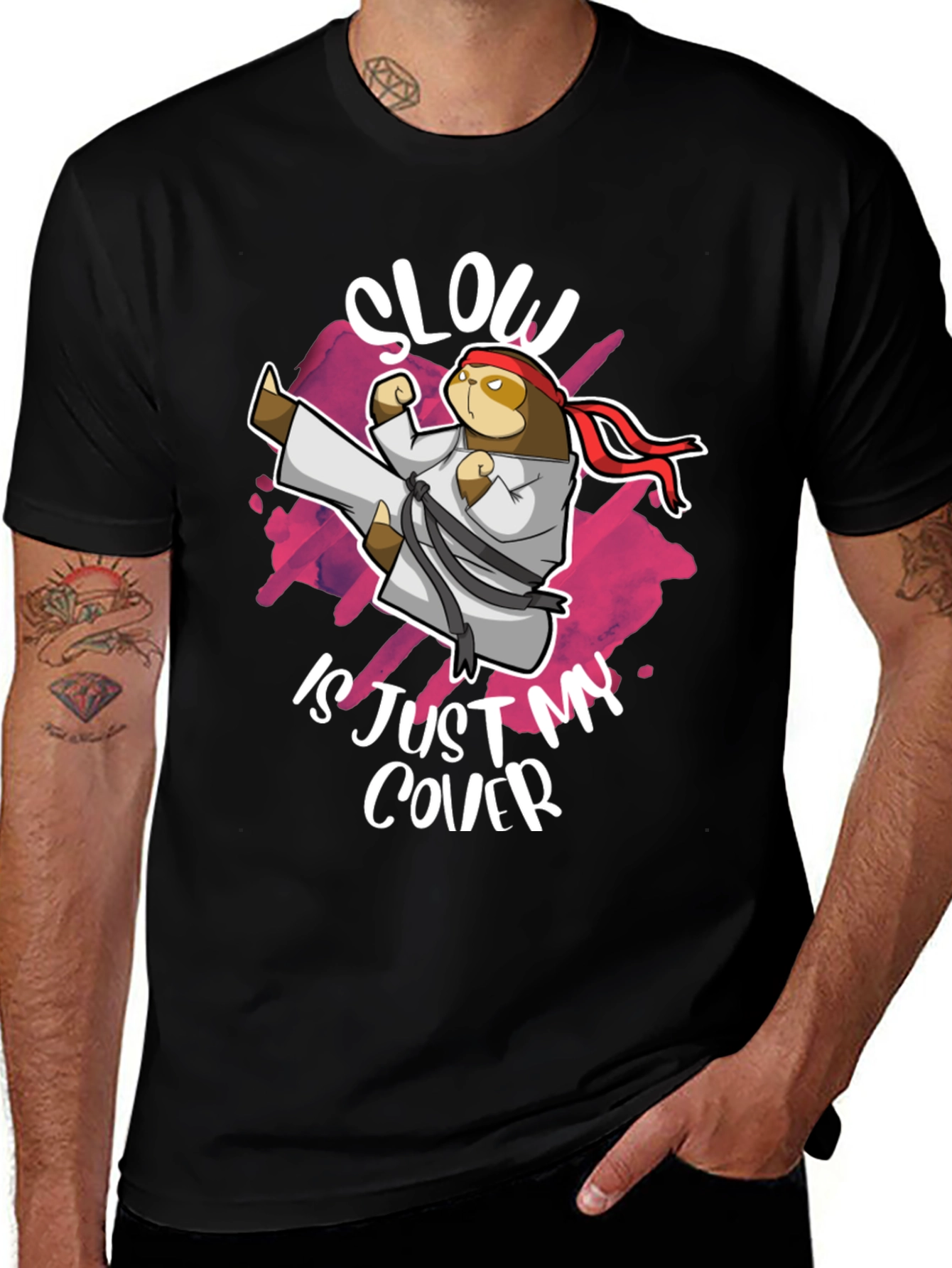 Variant 2 of Slow is Just My Cover Sloth Karate T-Shirt