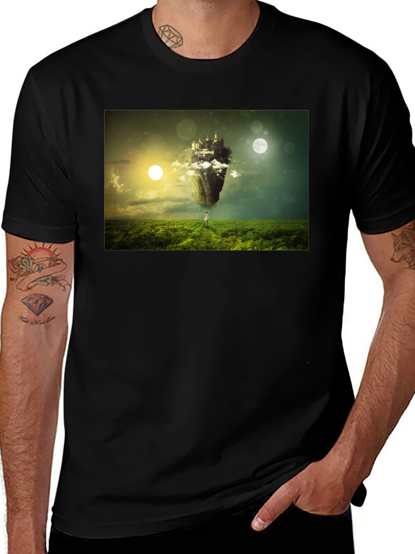 Surreal Castle Island Black T-Shirt