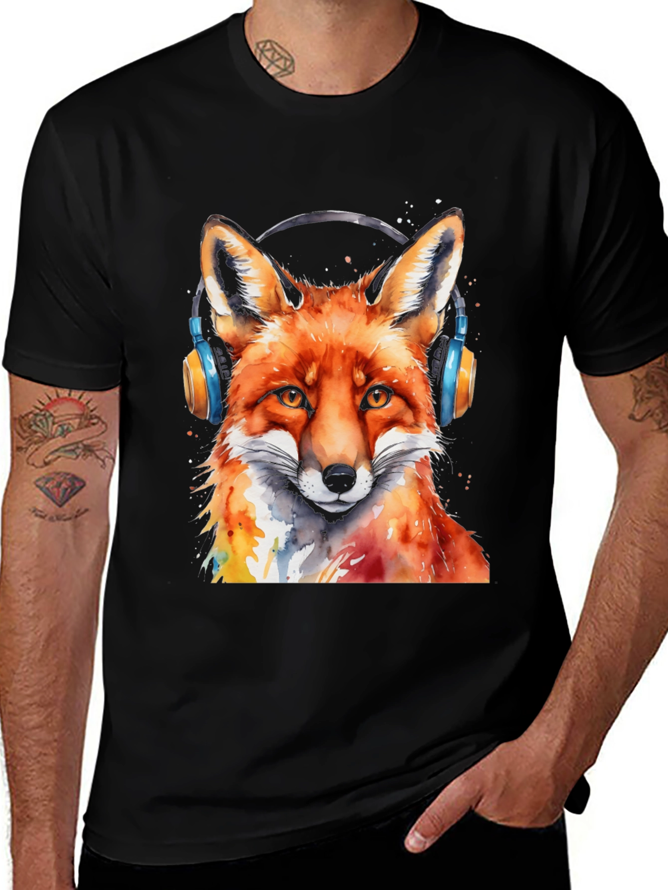 Variant 6 of Cool Fox Headphones T-Shirt