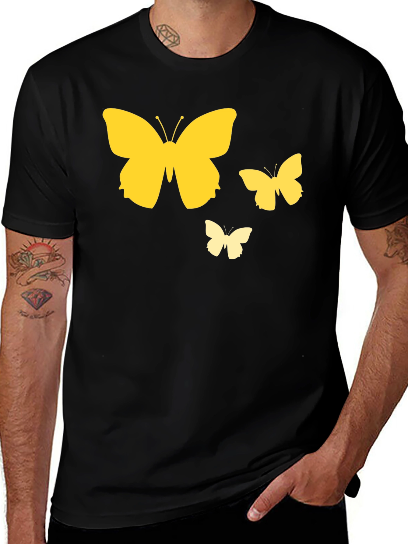 Variant 22 of Butterfly Graphic Tee - Casual Black T-Shirt