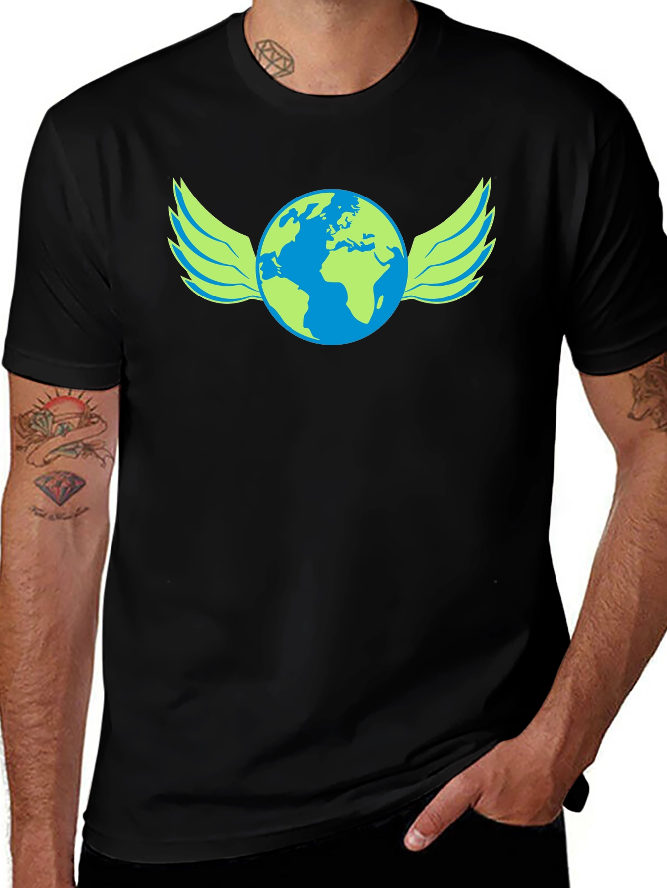 Variant 11 of Winged Globe Graphic Tee - Black Unisex T-Shirt