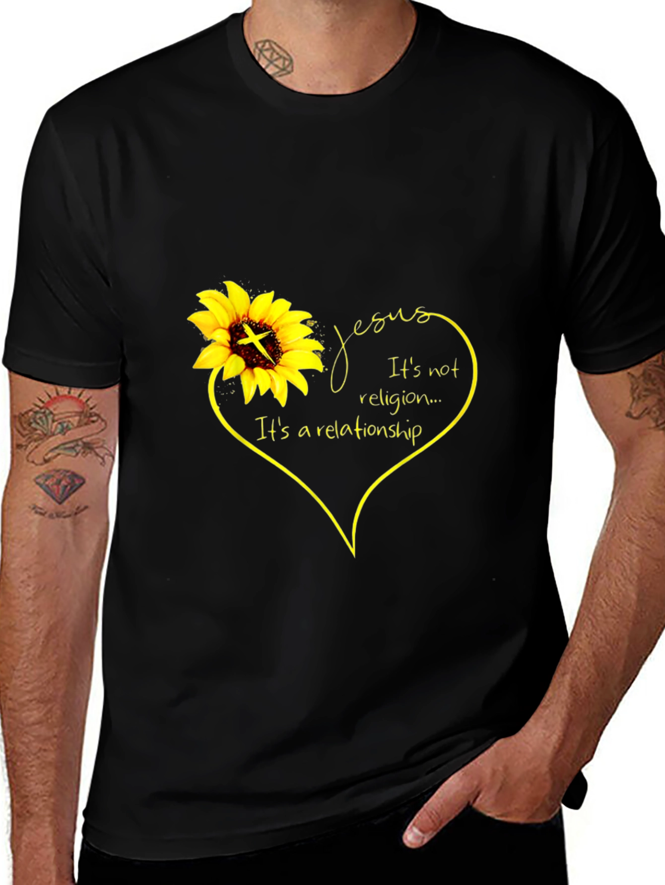 Variant 4 of Jesus Sunflower Relationship Graphic Tee