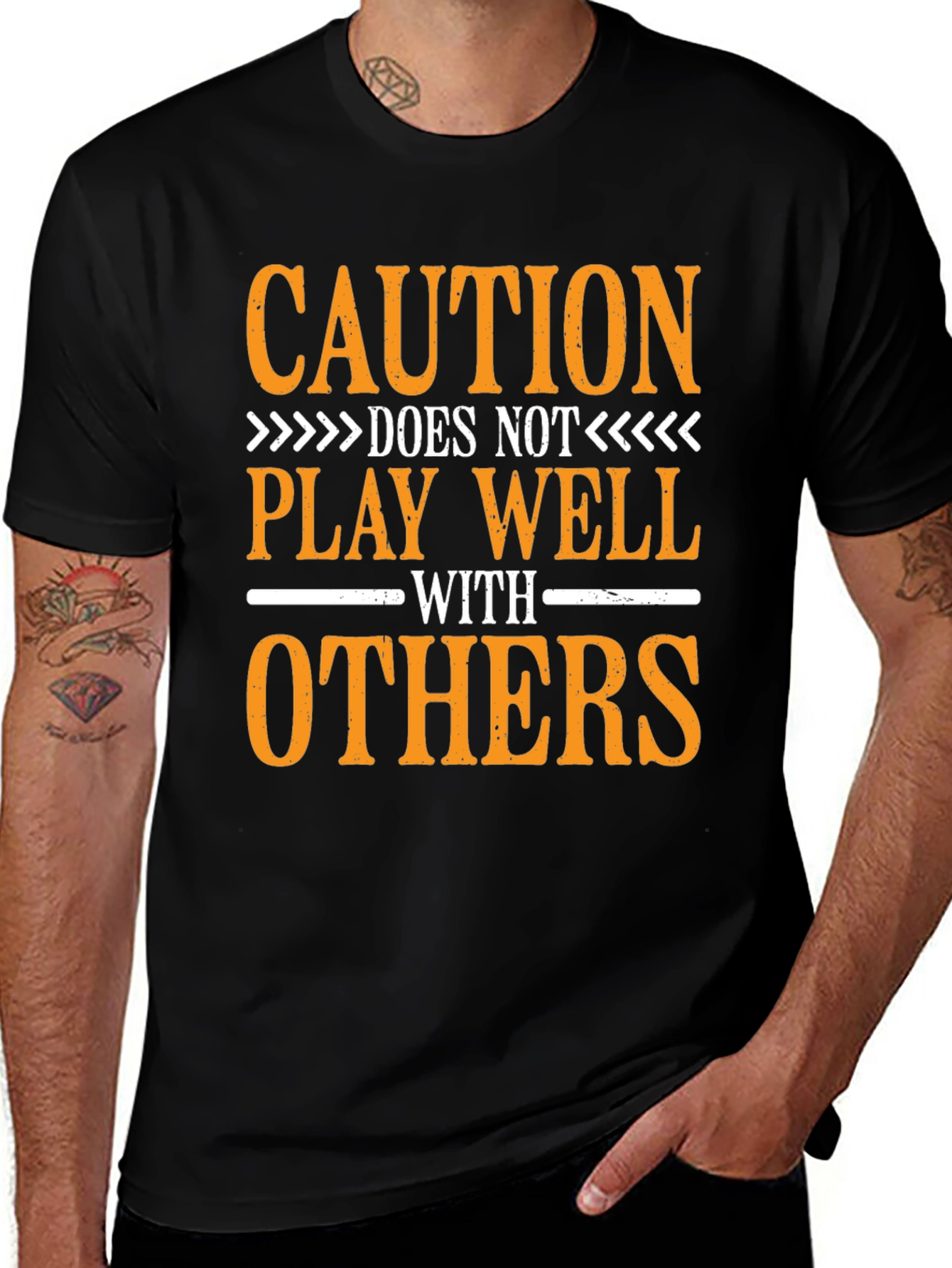 Variant 21 of Caution T-Shirt - Play Well With Others Humor Tee