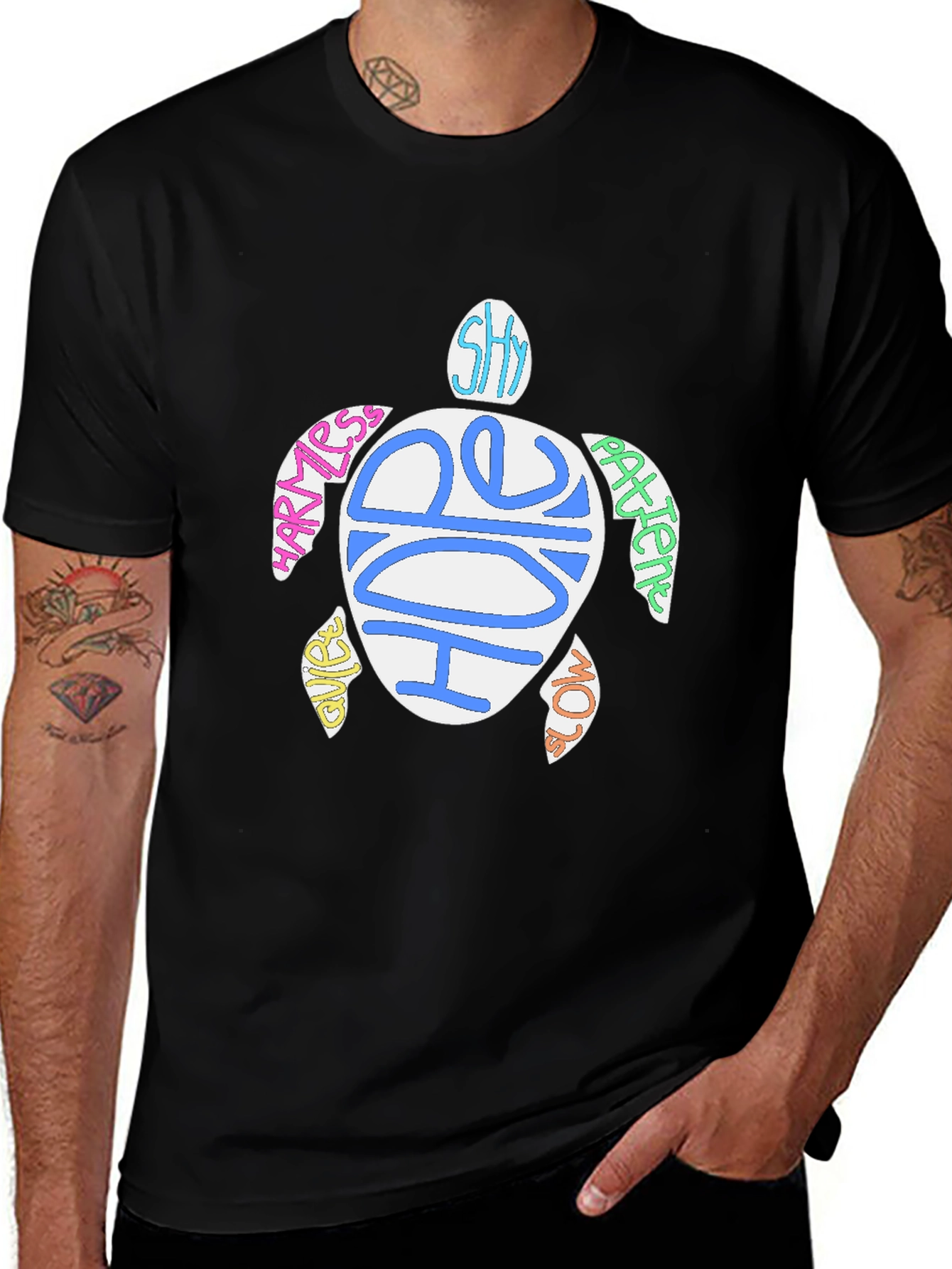 Variant 2 of Sea Turtle Word Art Graphic T-Shirt