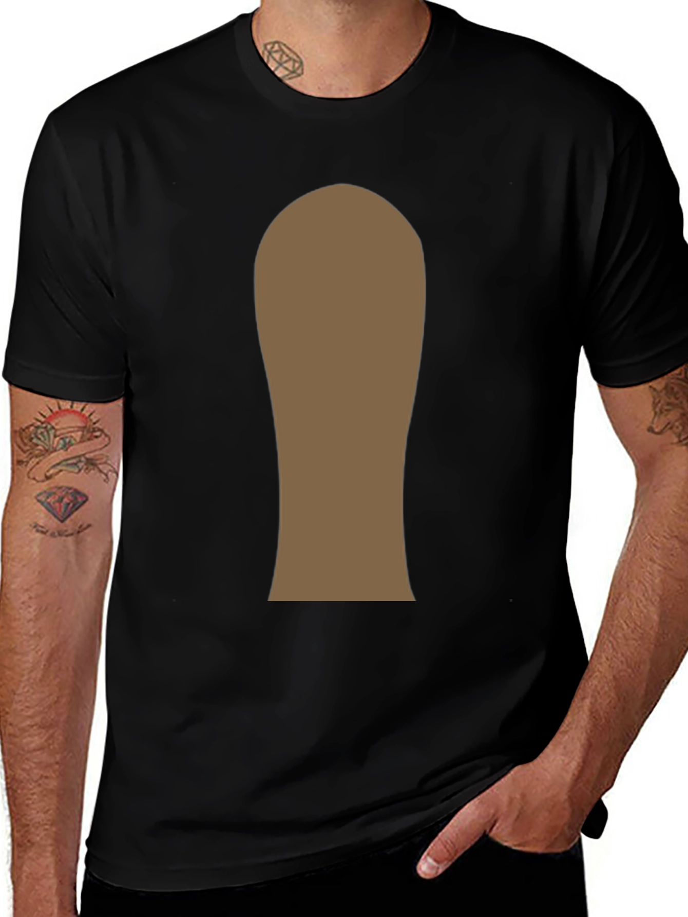 Variant 4 of Men's Black T-Shirt with Abstract Brown Design