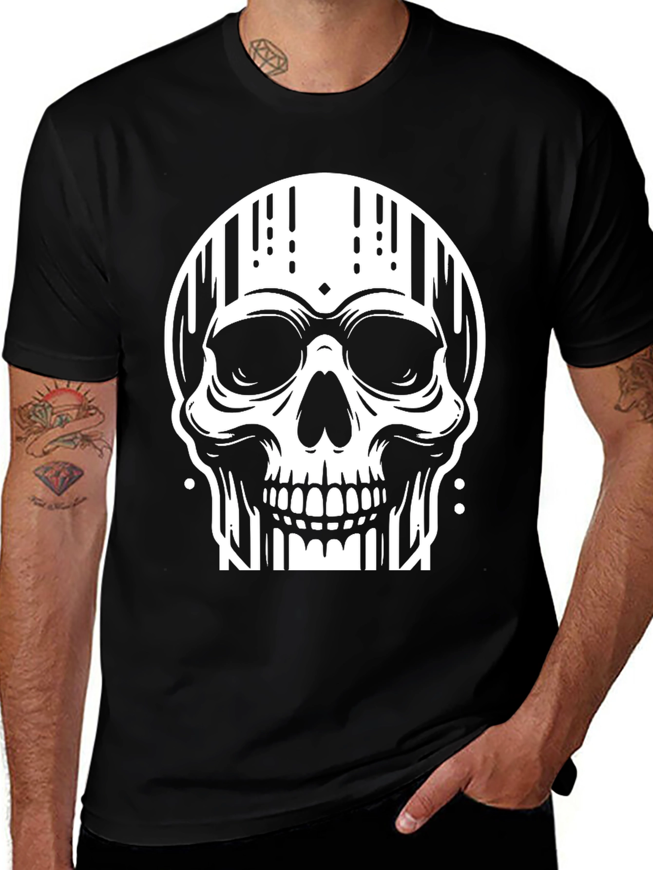 Variant 4 of Edgy Skull Graphic Tee - Stylish Black Cotton T-Shirt