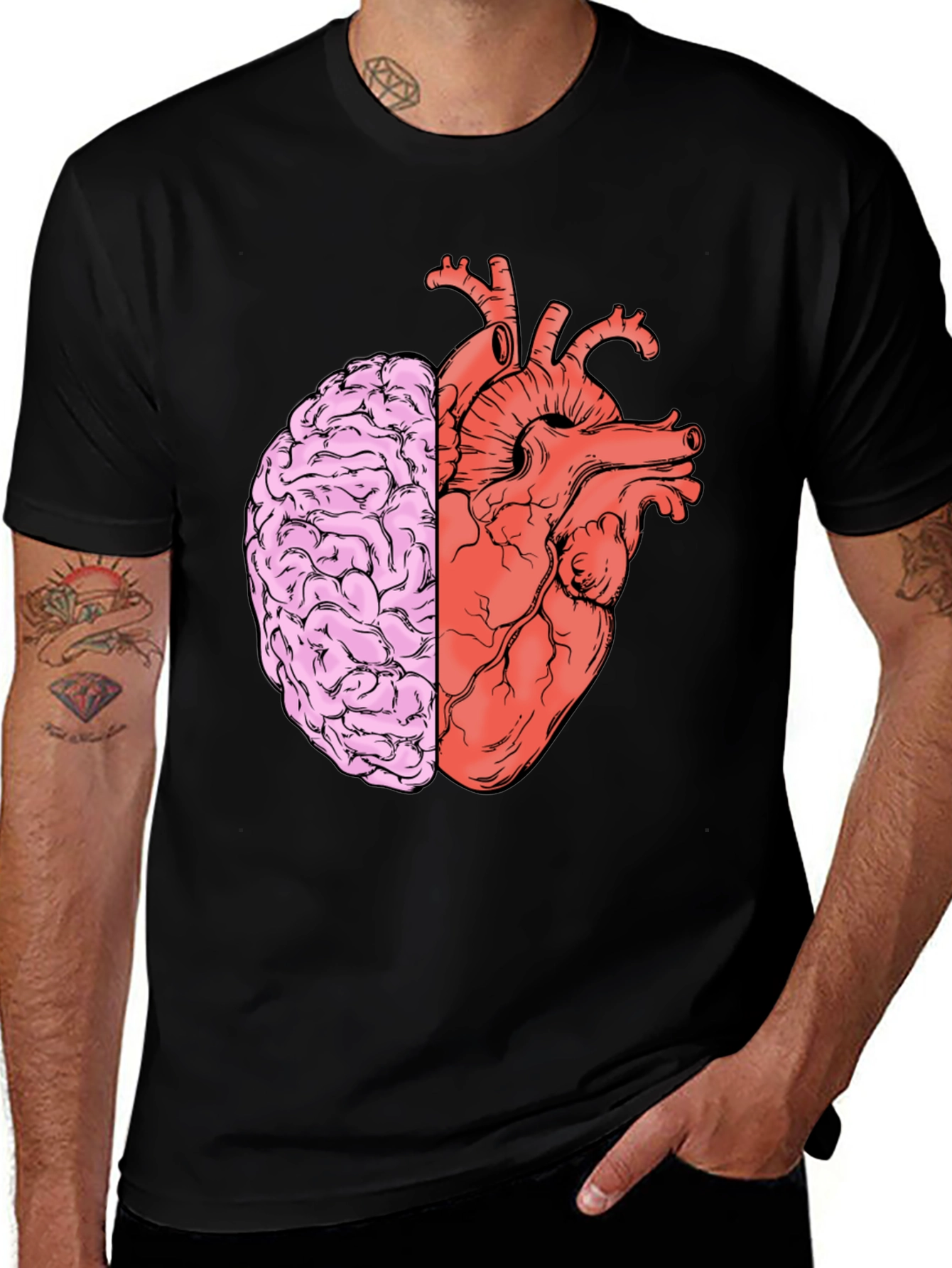 Variant 15 of Mind & Heart Graphic Tee - Mens Black T-Shirt