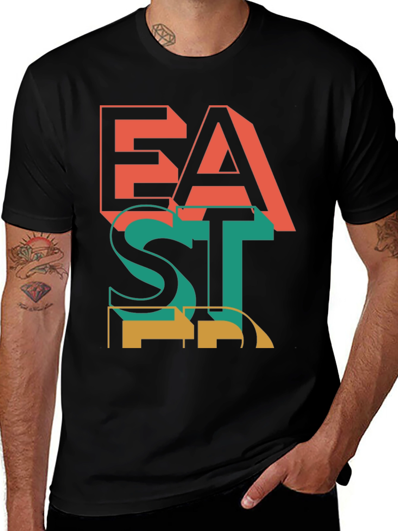 Variant 10 of East Graphic Print Black Cotton T-Shirt