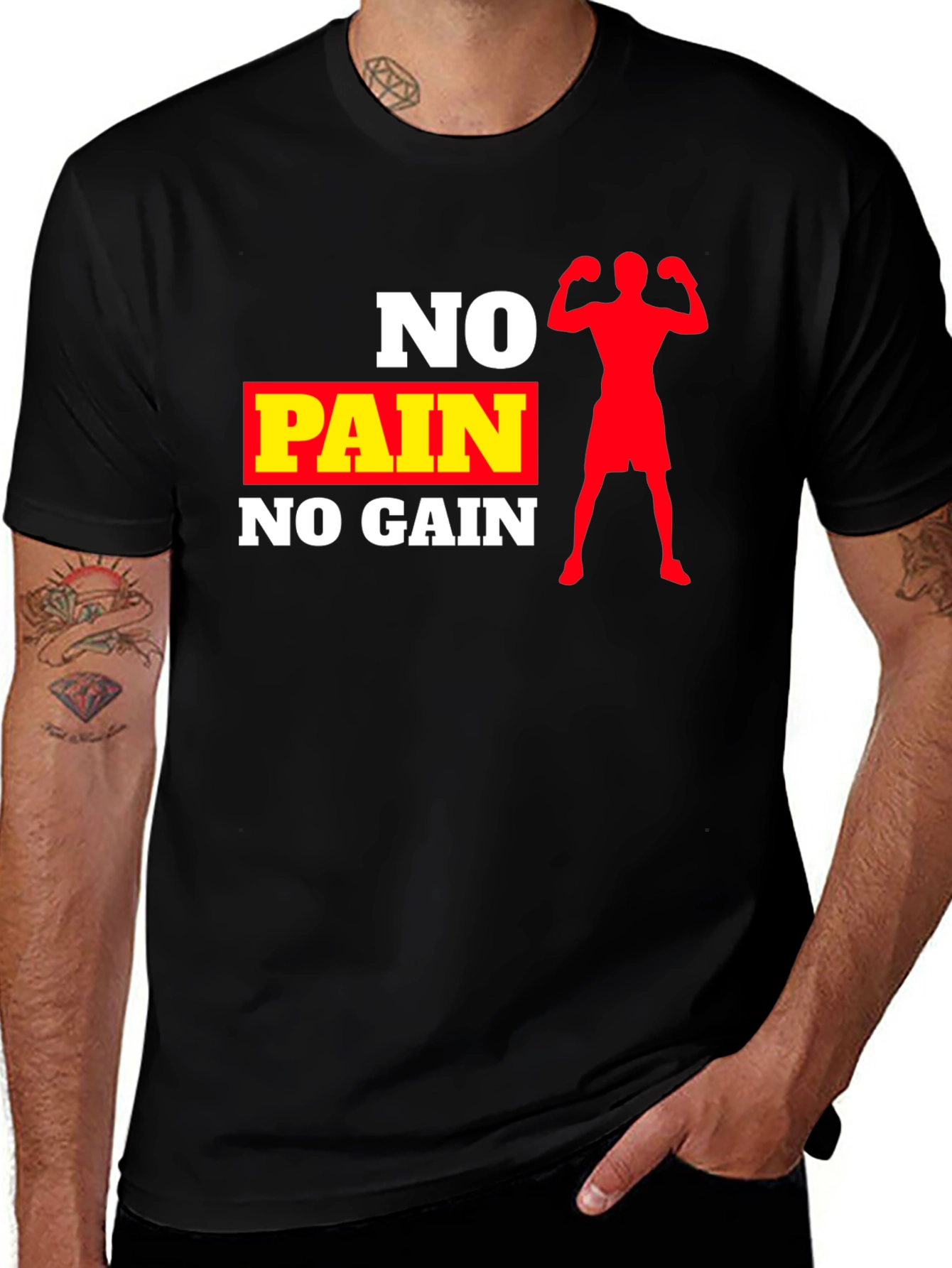 Variant 5 of No Pain No Gain Black Graphic T-Shirt