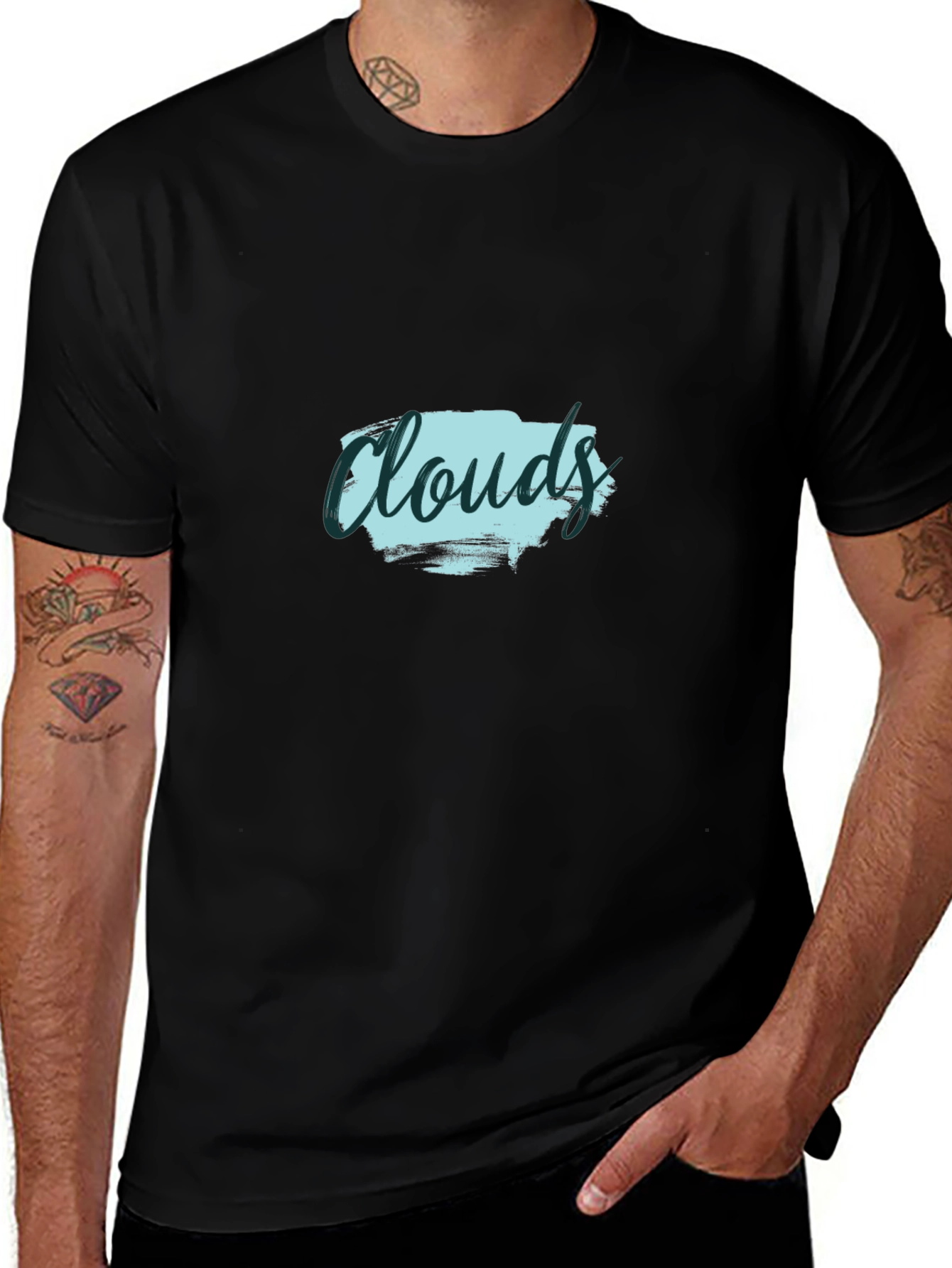 Variant 28 of Clouds Graphic Print Black T-Shirt