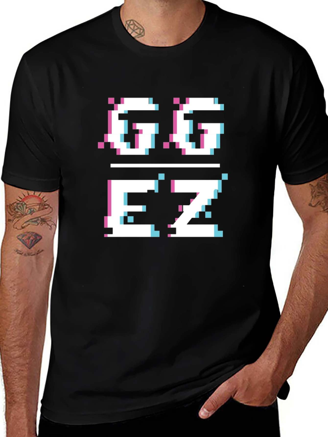 Variant 27 of GG EZ Pixel Art Black T-Shirt