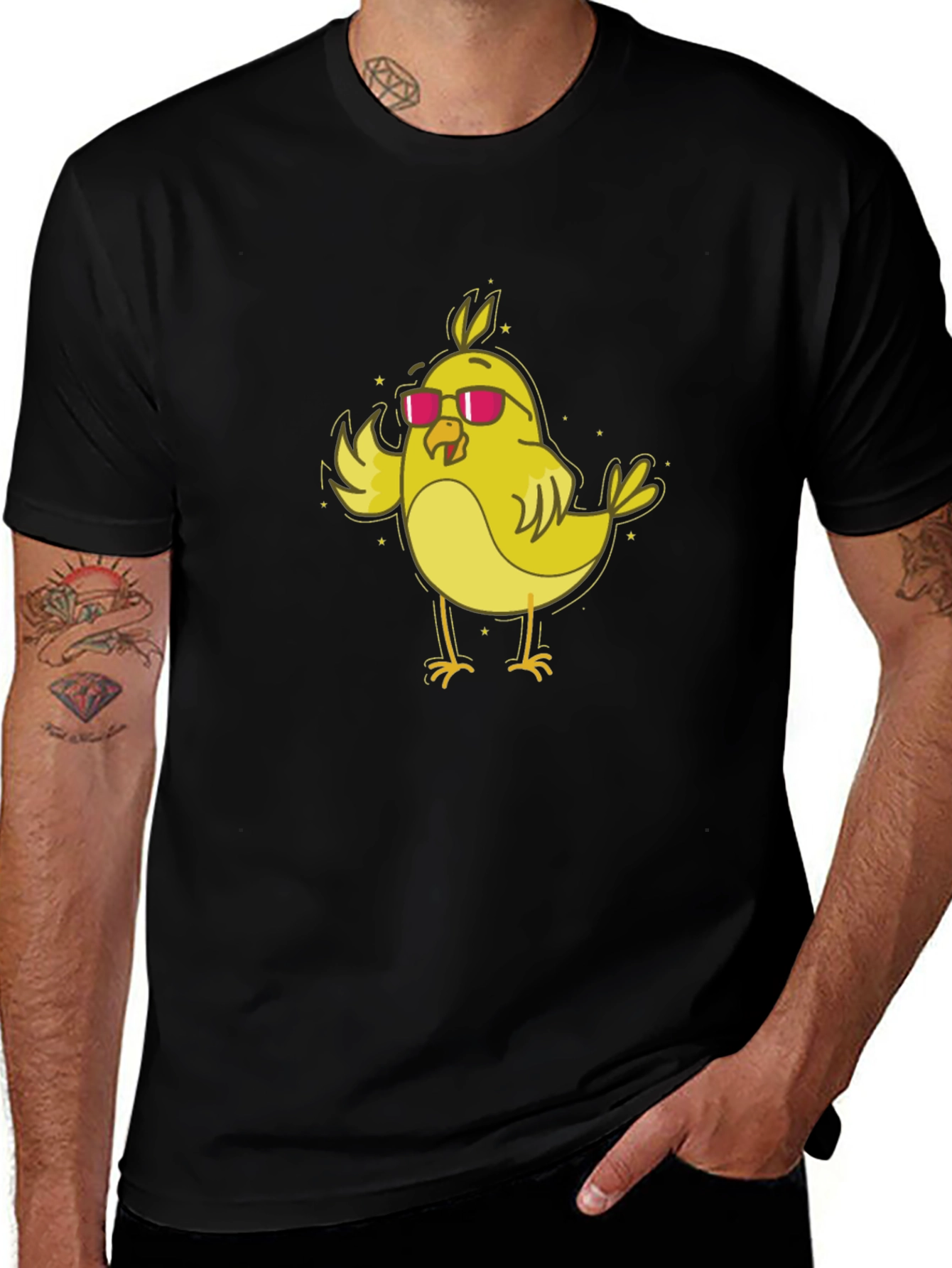 Variant 6 of Cool Chick T-Shirt - Yellow Bird with Sunglasses