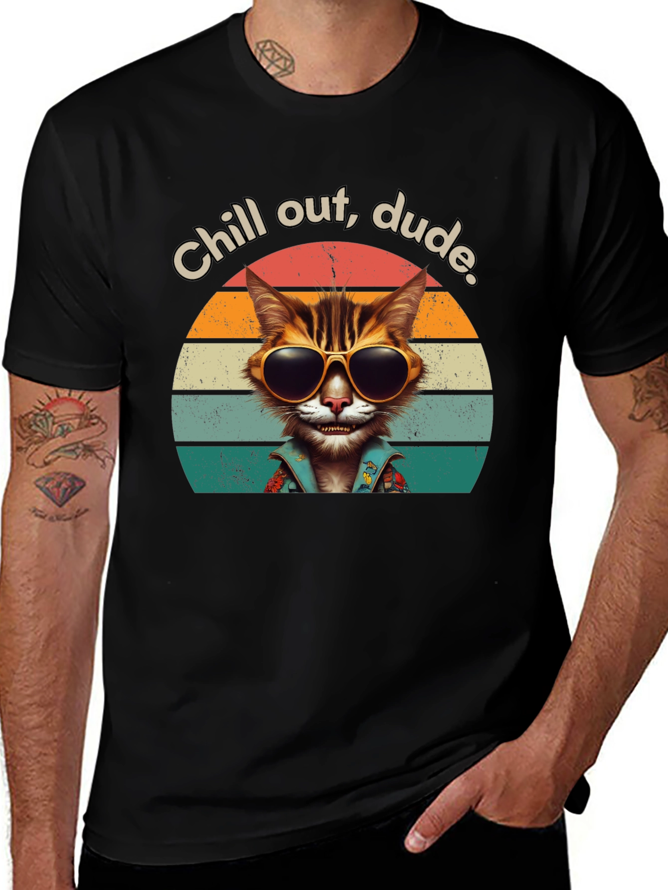 Variant 3 of Chill Out Dude Cat Graphic Tee