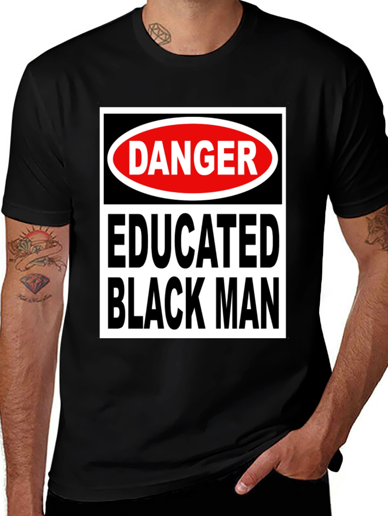 Variant 17 of Danger Educated Black Man T-Shirt