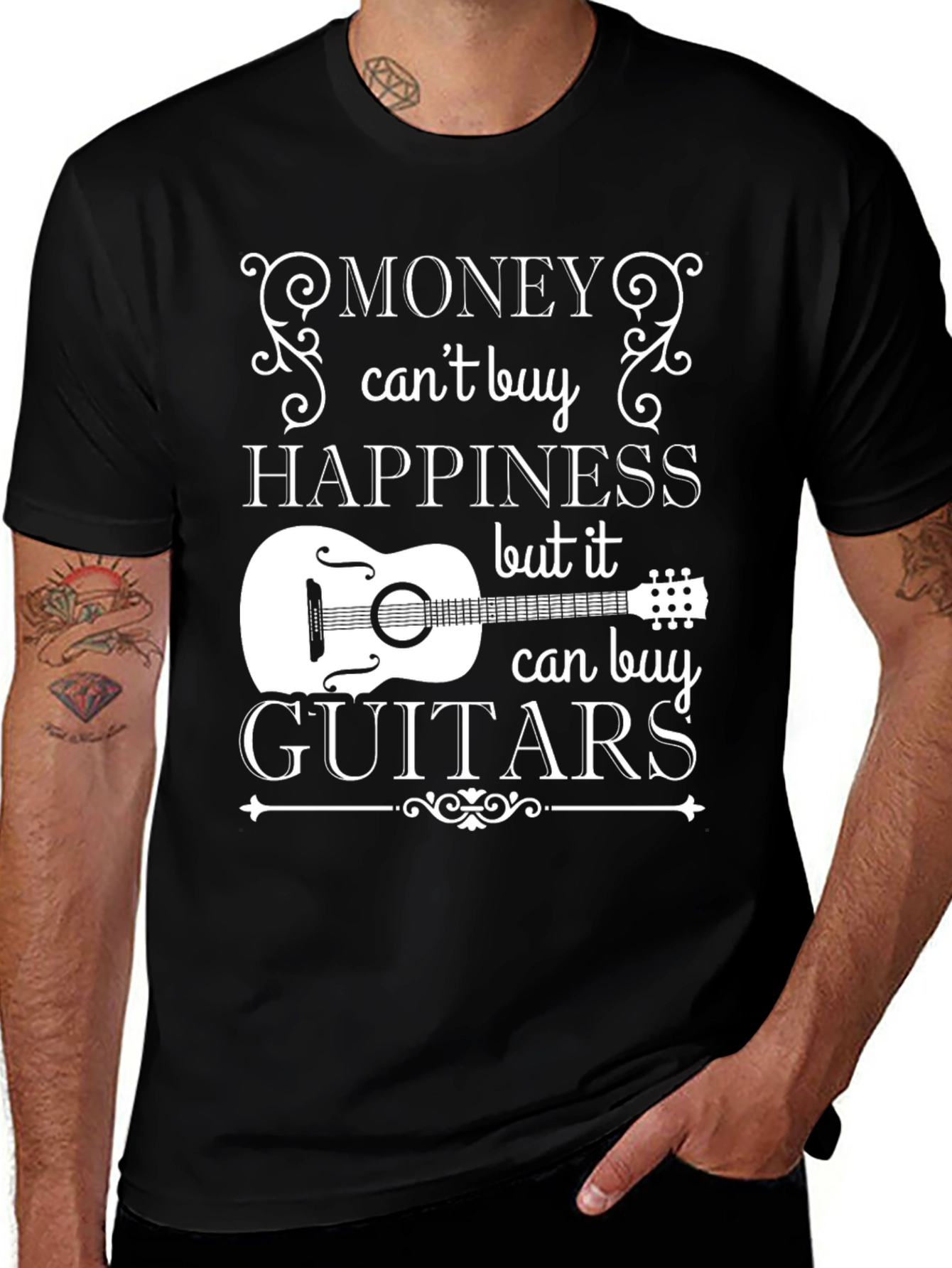 Variant 21 of Money Can't Buy Happiness Guitar T-Shirt
