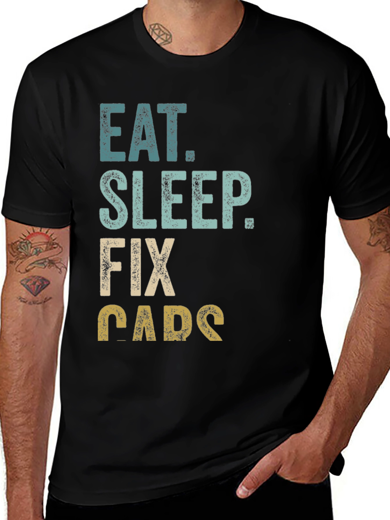 Variant 16 of Eat Sleep Fix Cars Graphic Tee - Black