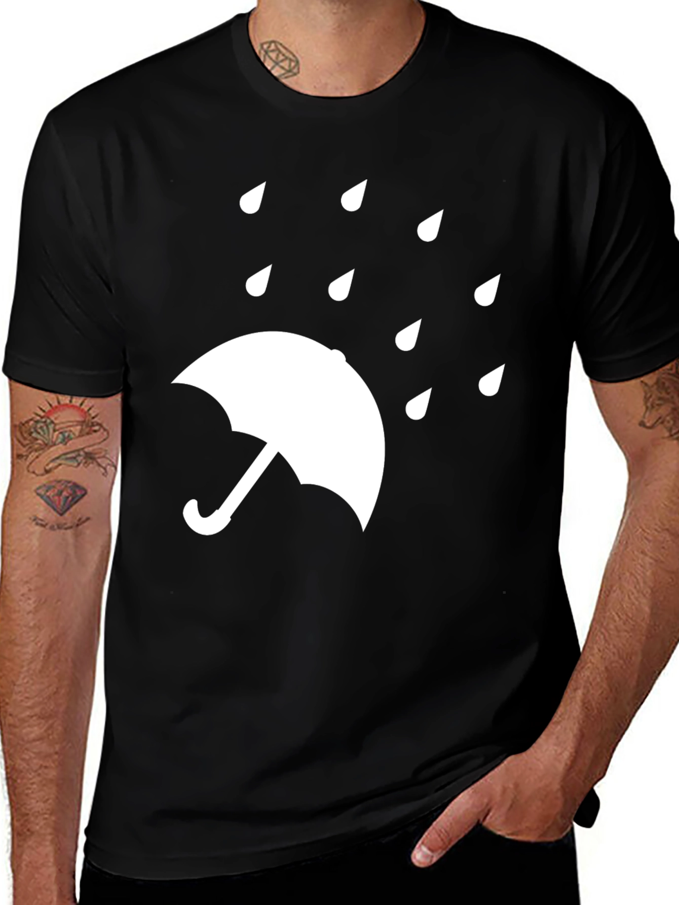 Variant 23 of Rainy Day Umbrella T-Shirt - Classic Black Tee