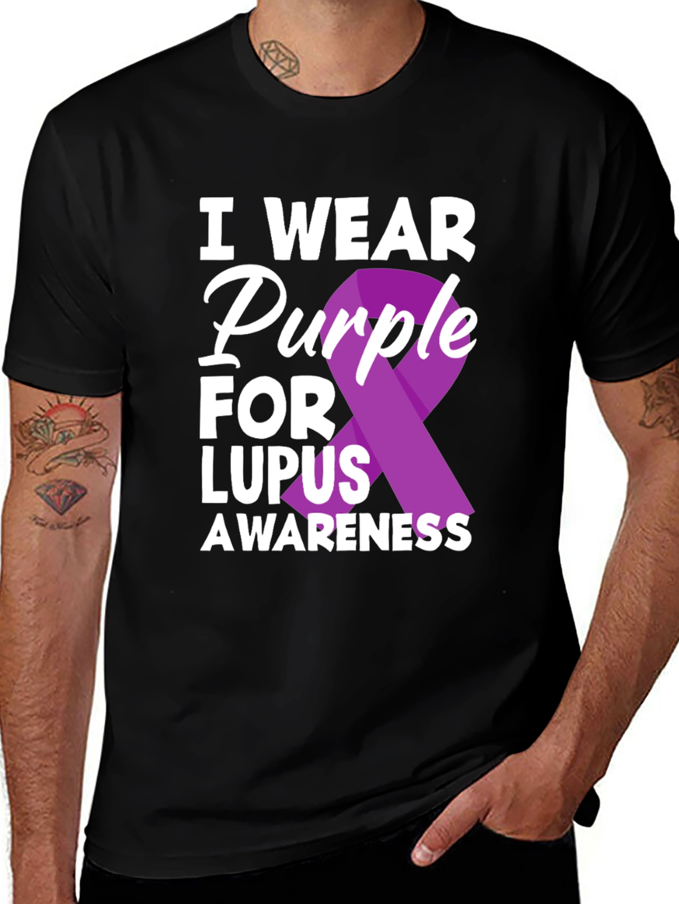 Lupus Awareness Purple Ribbon Graphic T-Shirt