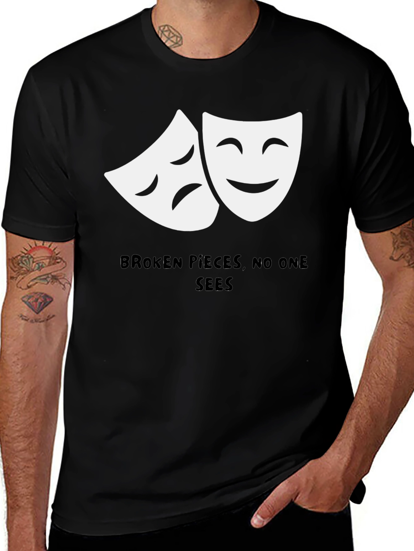 Broken Pieces T-Shirt Drama Masks Top