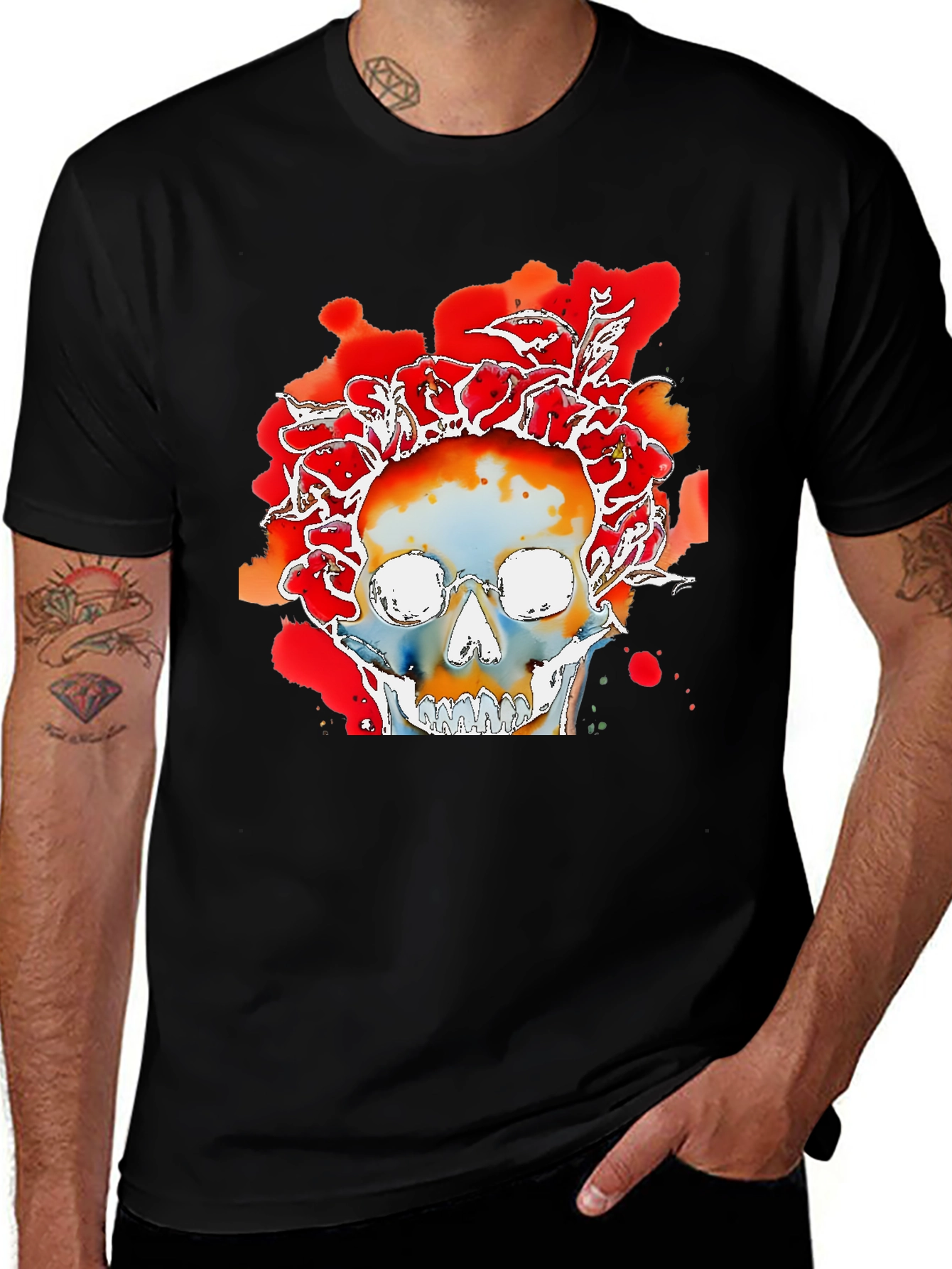 Variant 26 of Floral Skull Graphic T-Shirt - Unique Design