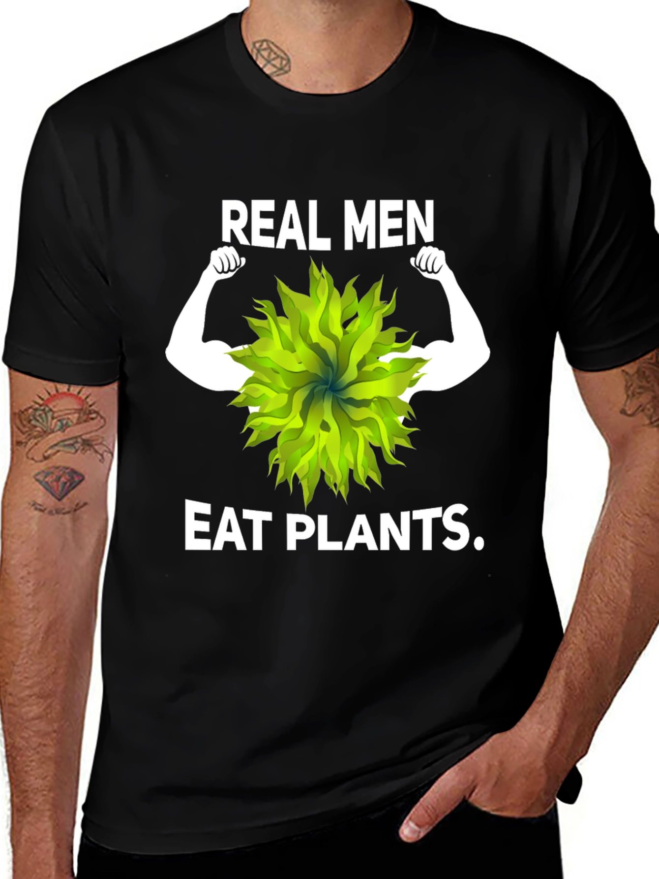 Variant 6 of Real Men Eat Plants T-Shirt - Vegan Fitness