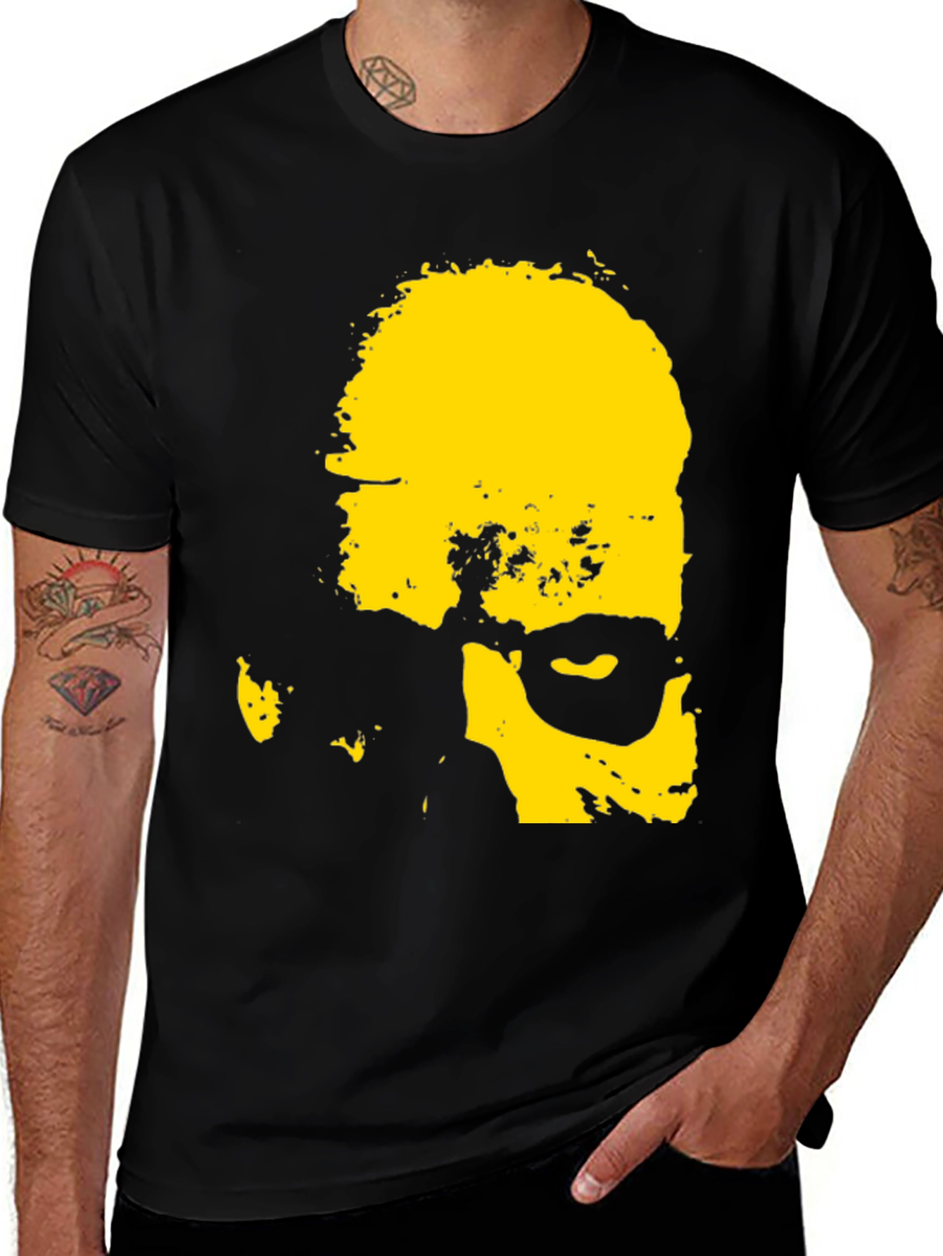Variant 16 of Yellow Skull Graphic Black T-Shirt