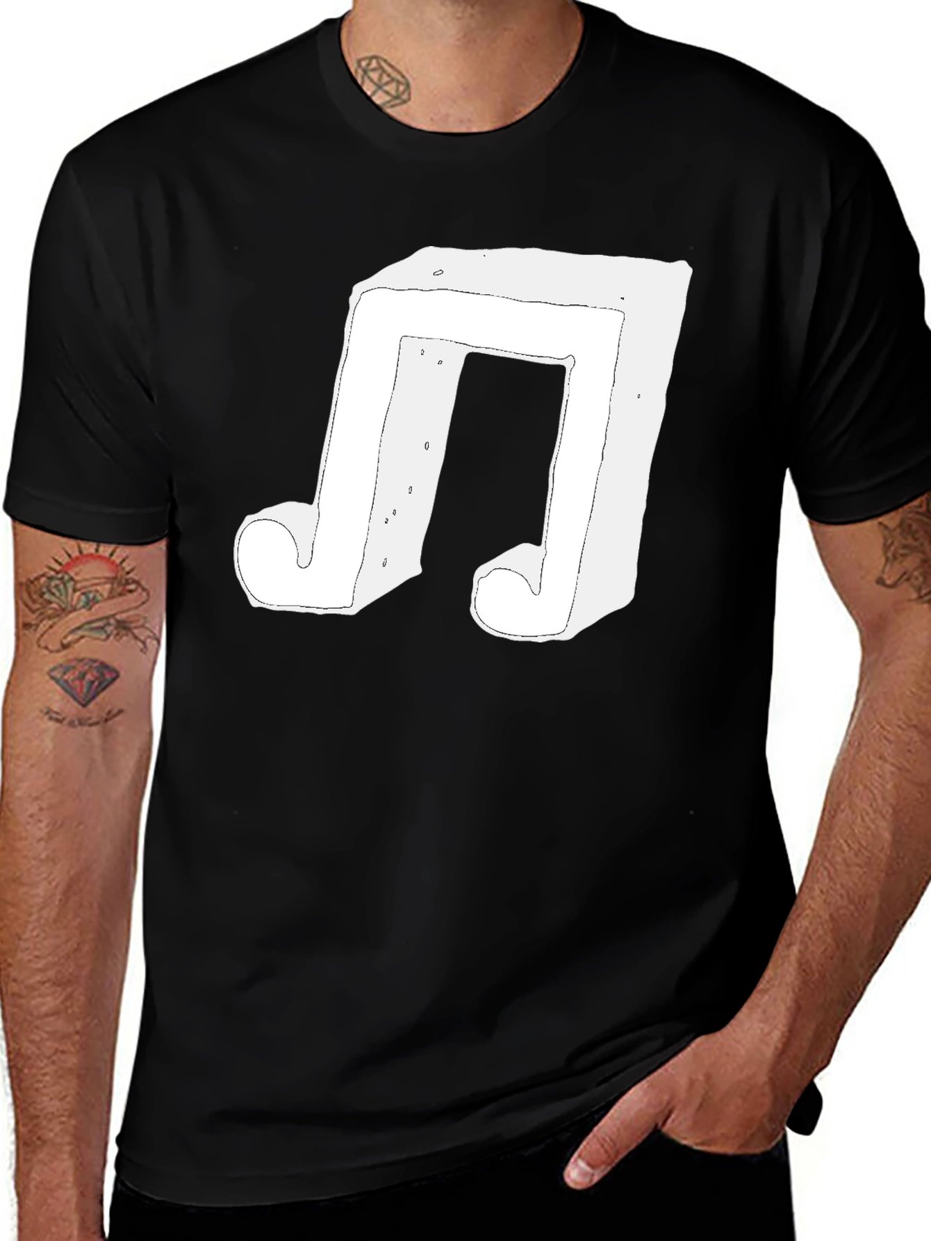 Variant 3 of Musical Note Graphic T-Shirt - Black