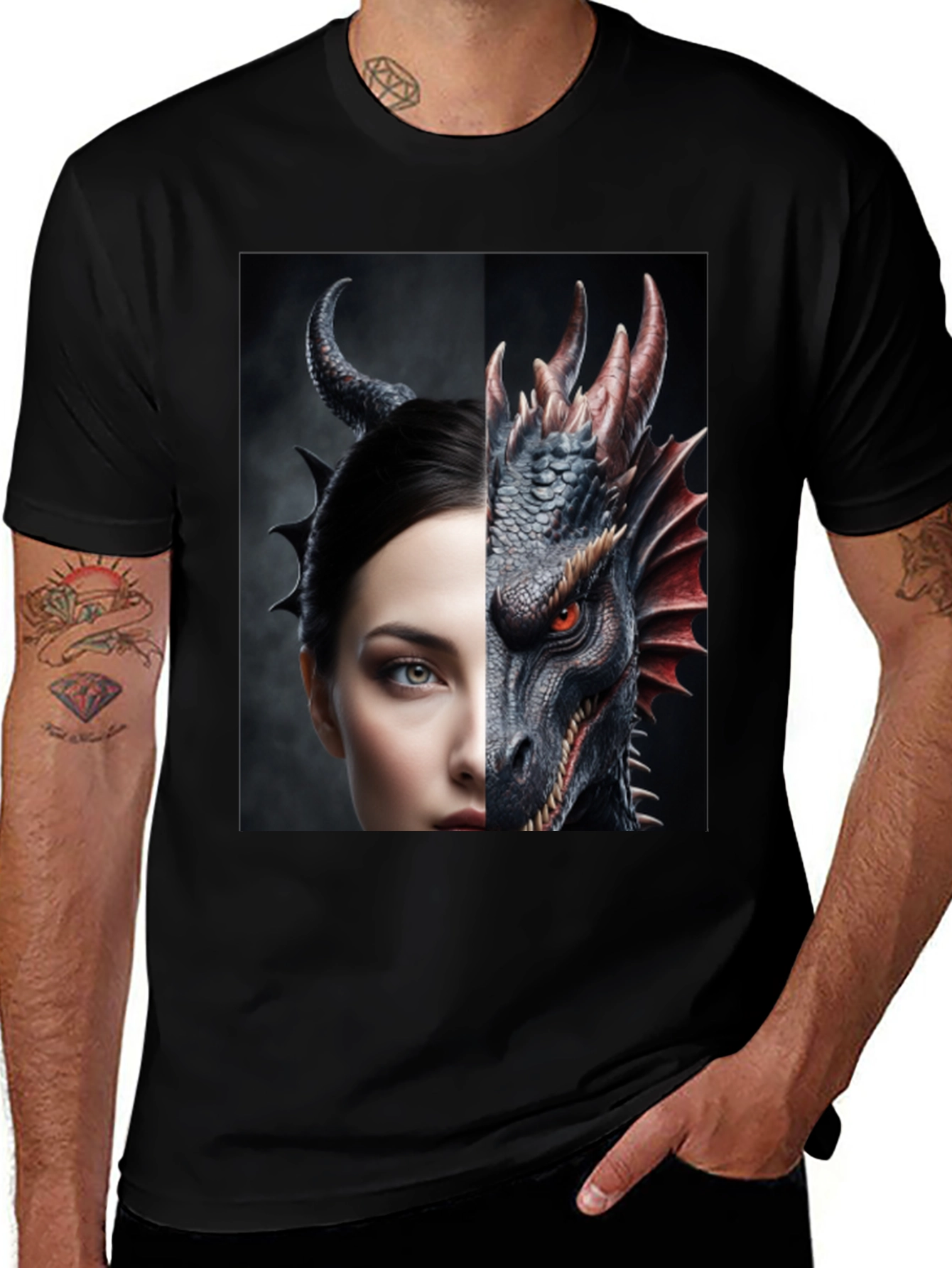 Variant 21 of Dragon and Woman Graphic Tee