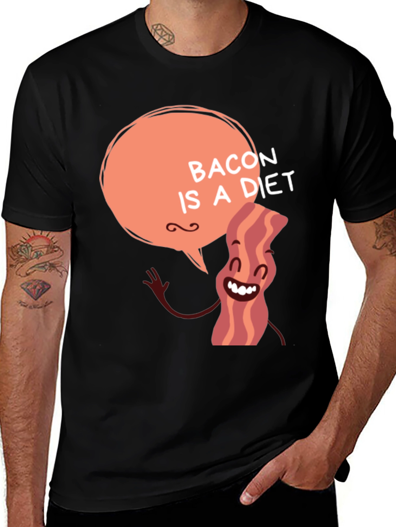Variant 22 of Bacon is a Diet Graphic Tee - Funny Foodie T-Shirt