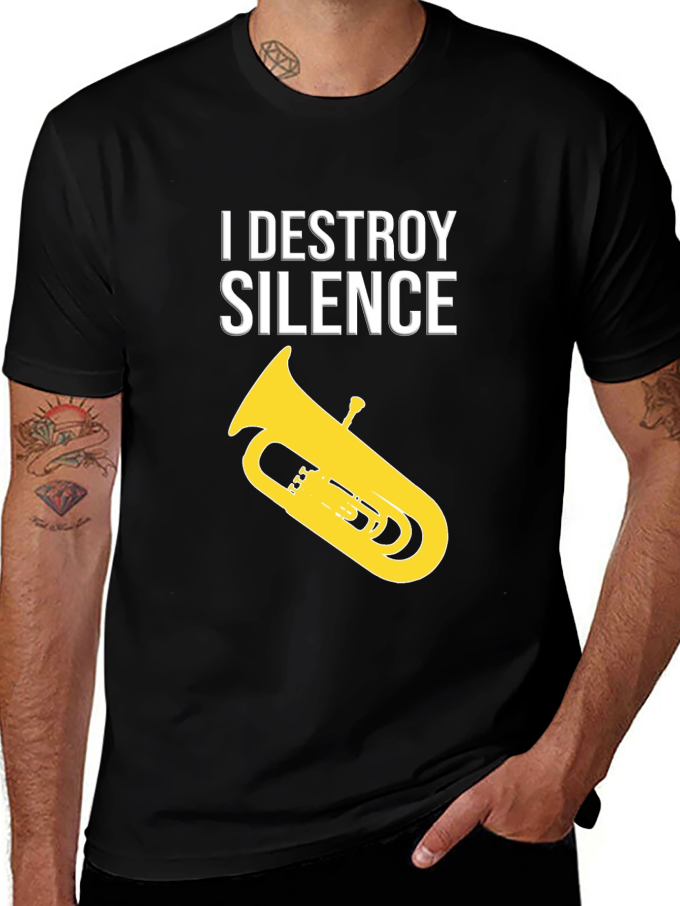 Variant 7 of I Destroy Silence Tuba Black T-Shirt