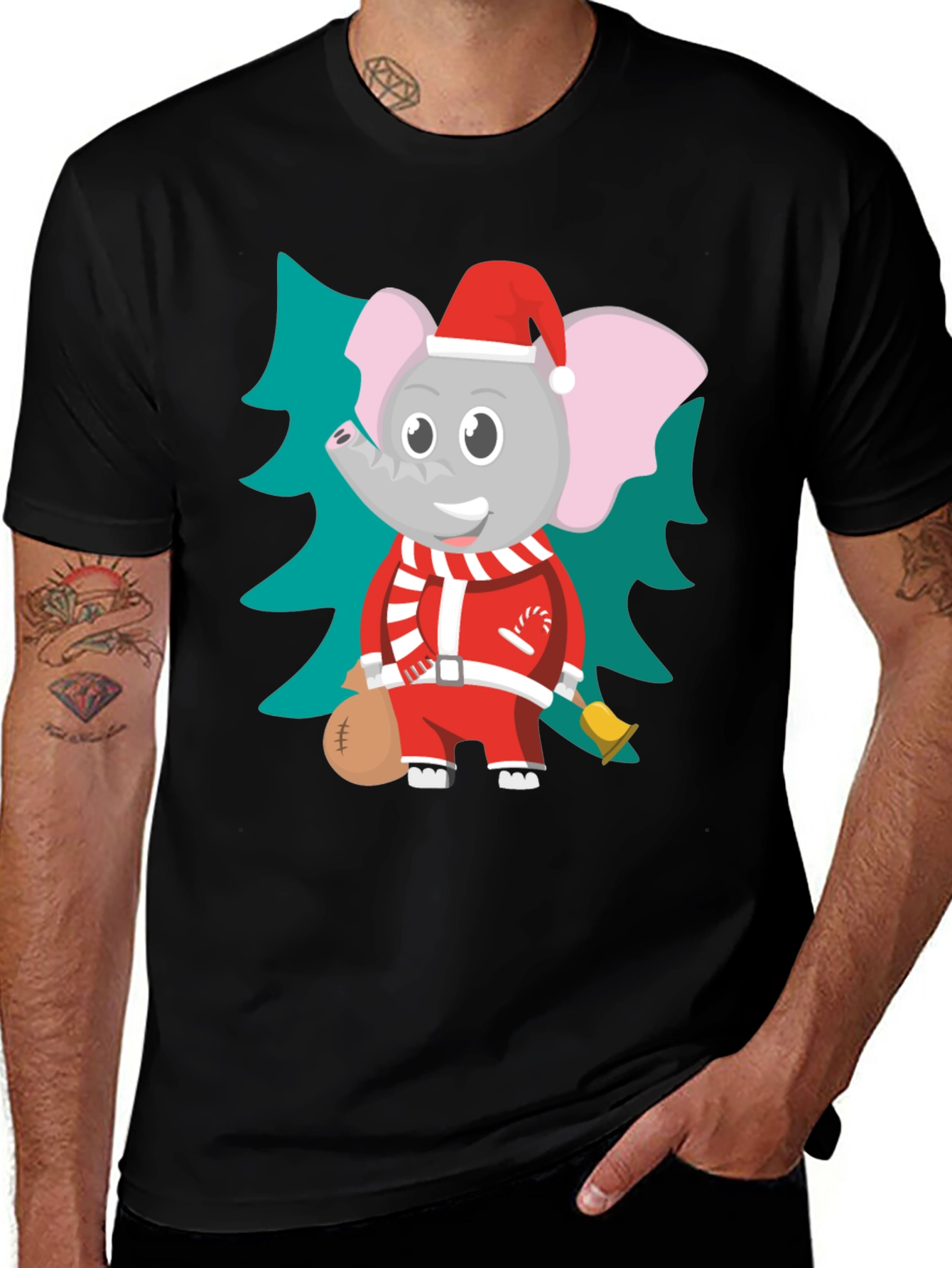 Variant 24 of Holiday Elephant T-Shirt, Christmas Tee, Cute Animal Shirt