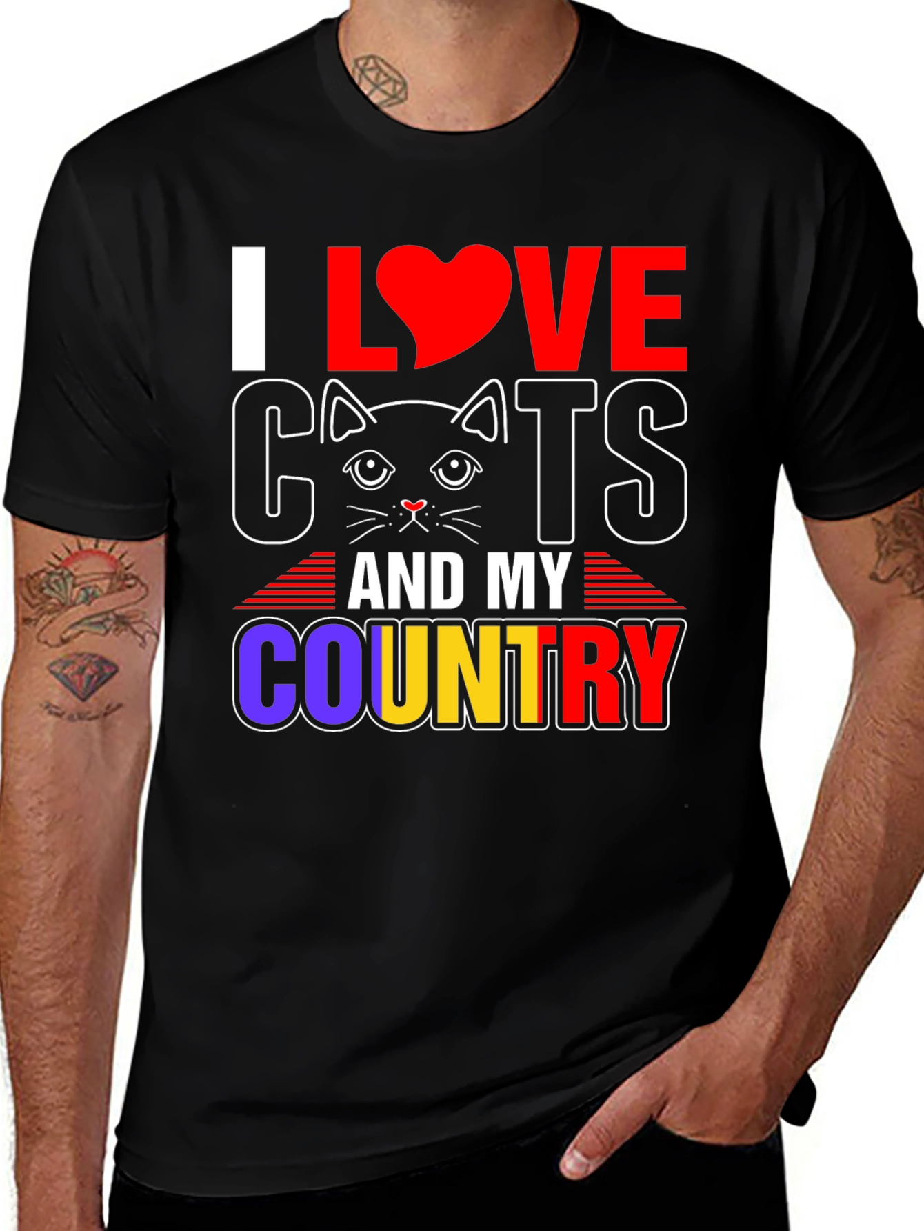 Variant 12 of I Love Cats And My Country Graphic Tee