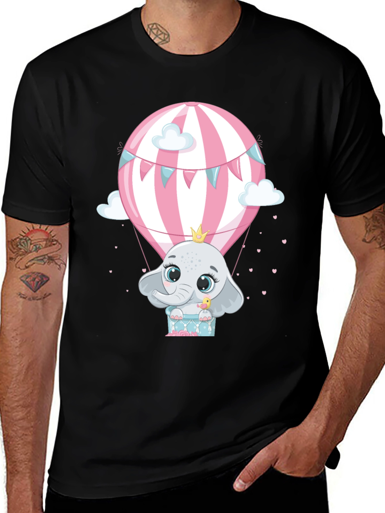 Variant 13 of Elephant Hot Air Balloon Graphic Tee