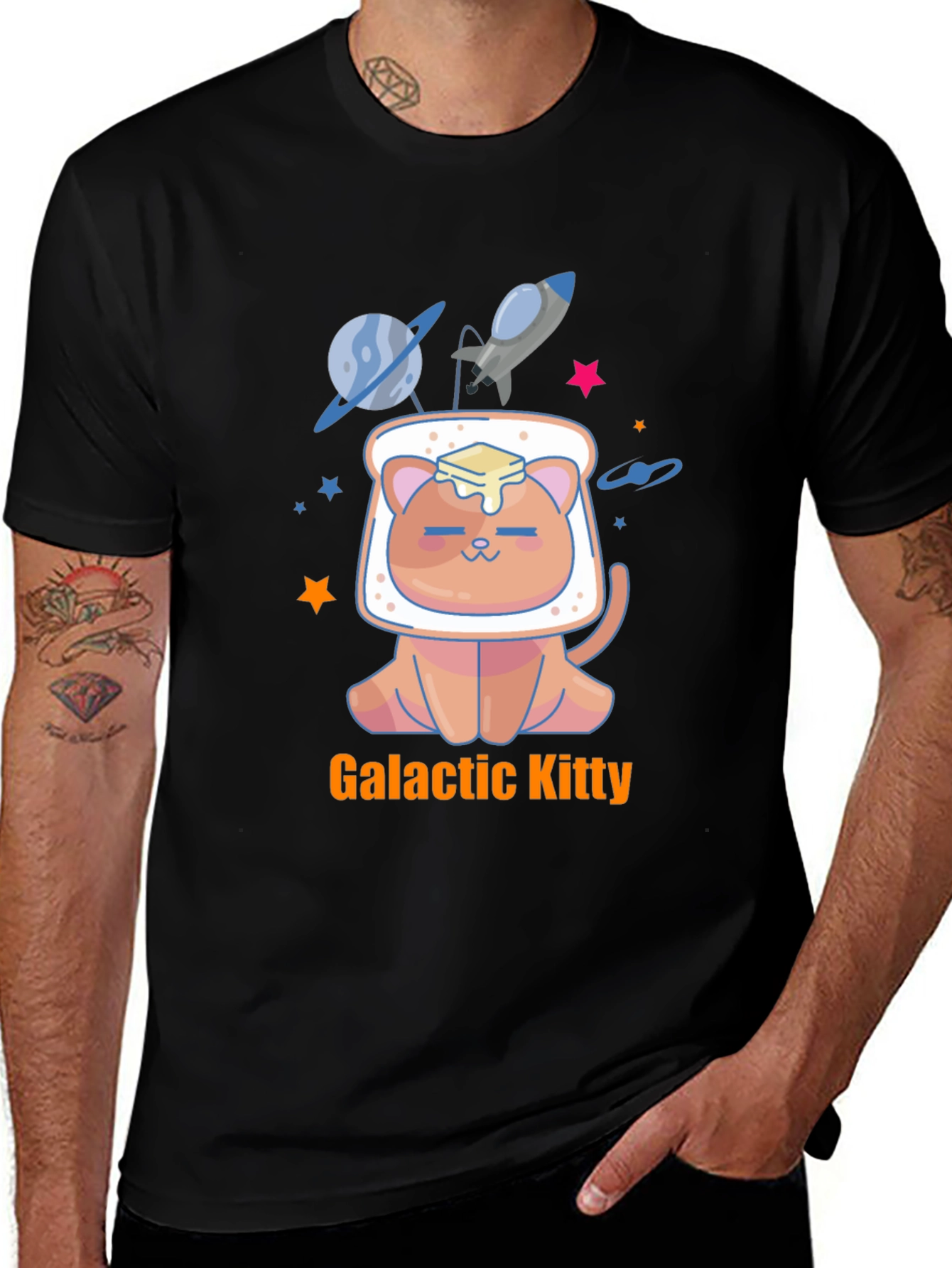 Variant 18 of Galactic Kitty T-Shirt - Space Cat in Toast