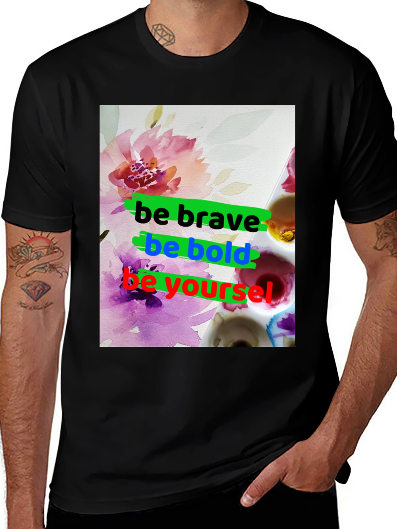 Variant 2 of Be Brave T-Shirt - Floral Graphic Tee
