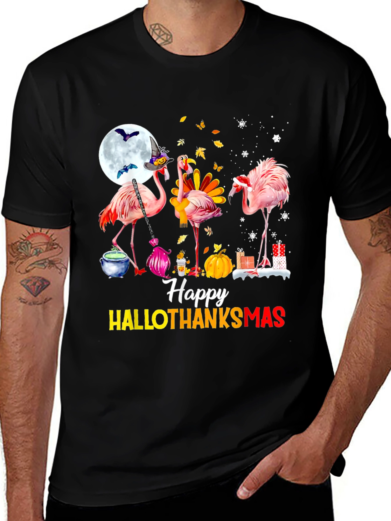 Variant 23 of Happy HALLOTHANKS Christmas Flamingo T-Shirt