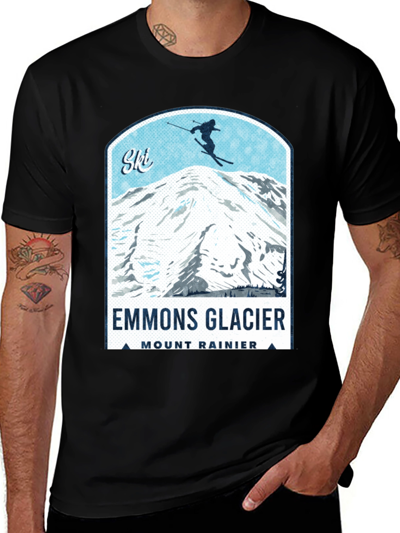 Variant 5 of Emmons Glacier Mount Rainier Ski T-Shirt