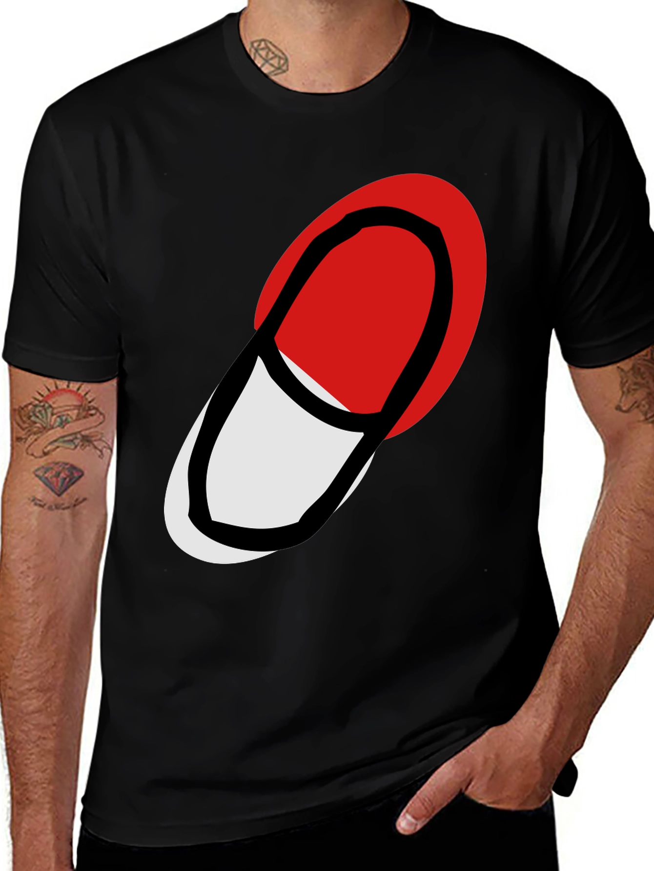 Variant 23 of Abstract Pill Graphic Black T-Shirt