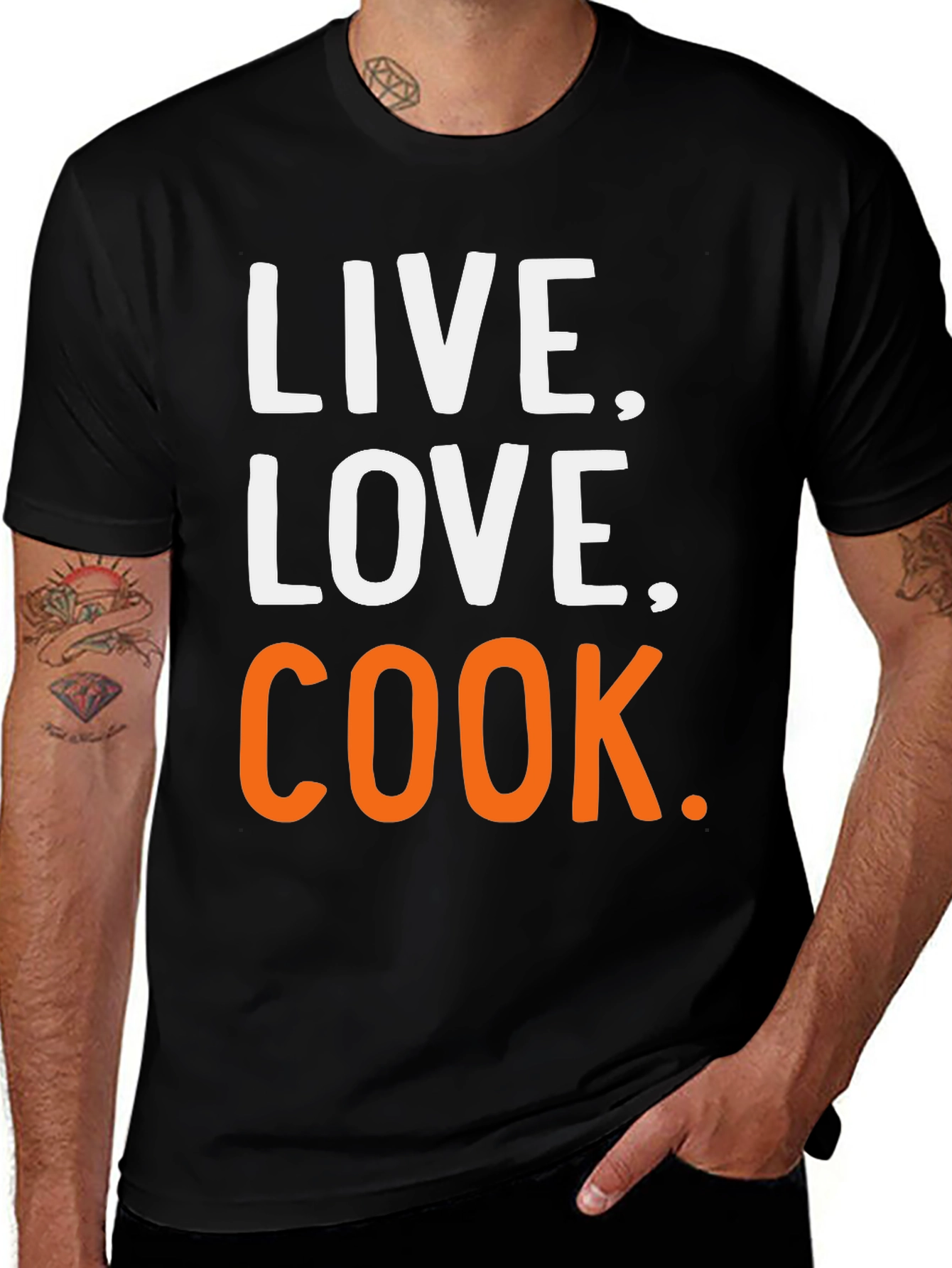 Live Love Cook Graphic Tee - Black Casual T-Shirt