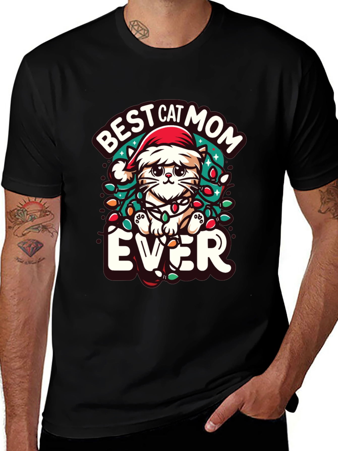 Variant 9 of Best Cat Mom Ever Christmas Tee