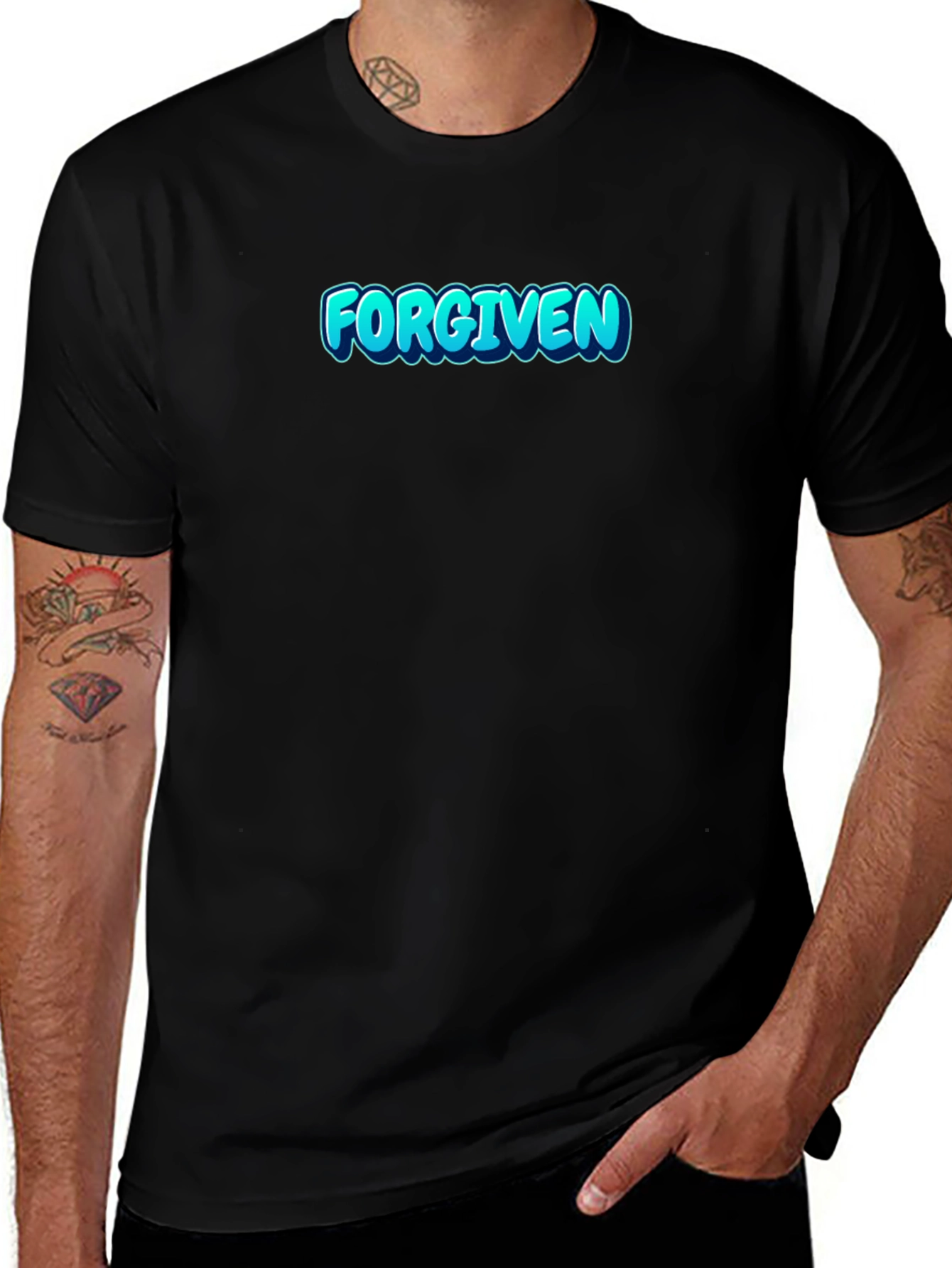 Variant 5 of Forgiven Graphic Print Black Crew Neck T-Shirt