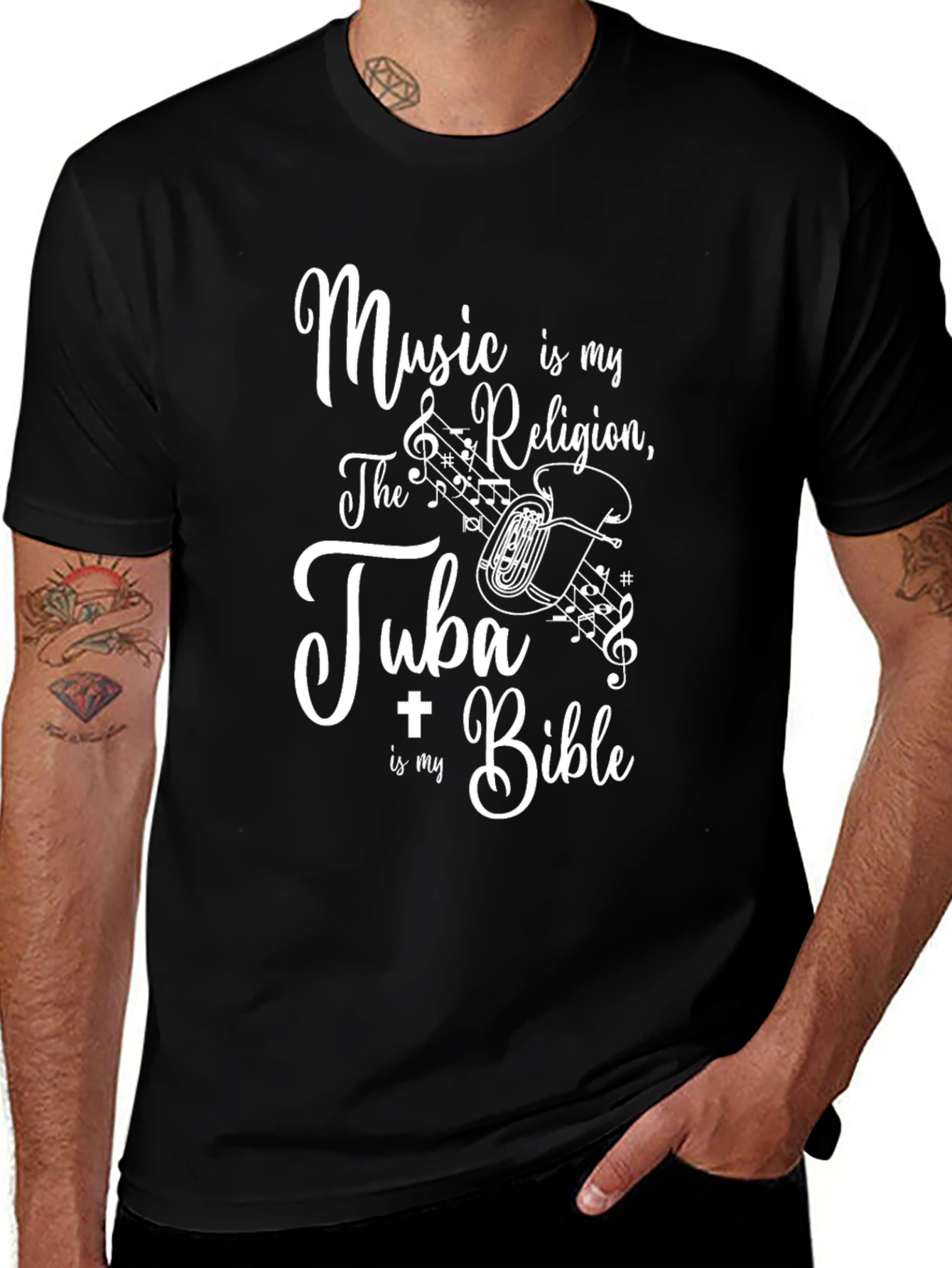 Variant 15 of Music is My Religion Tuba & Bible Graphic Tee