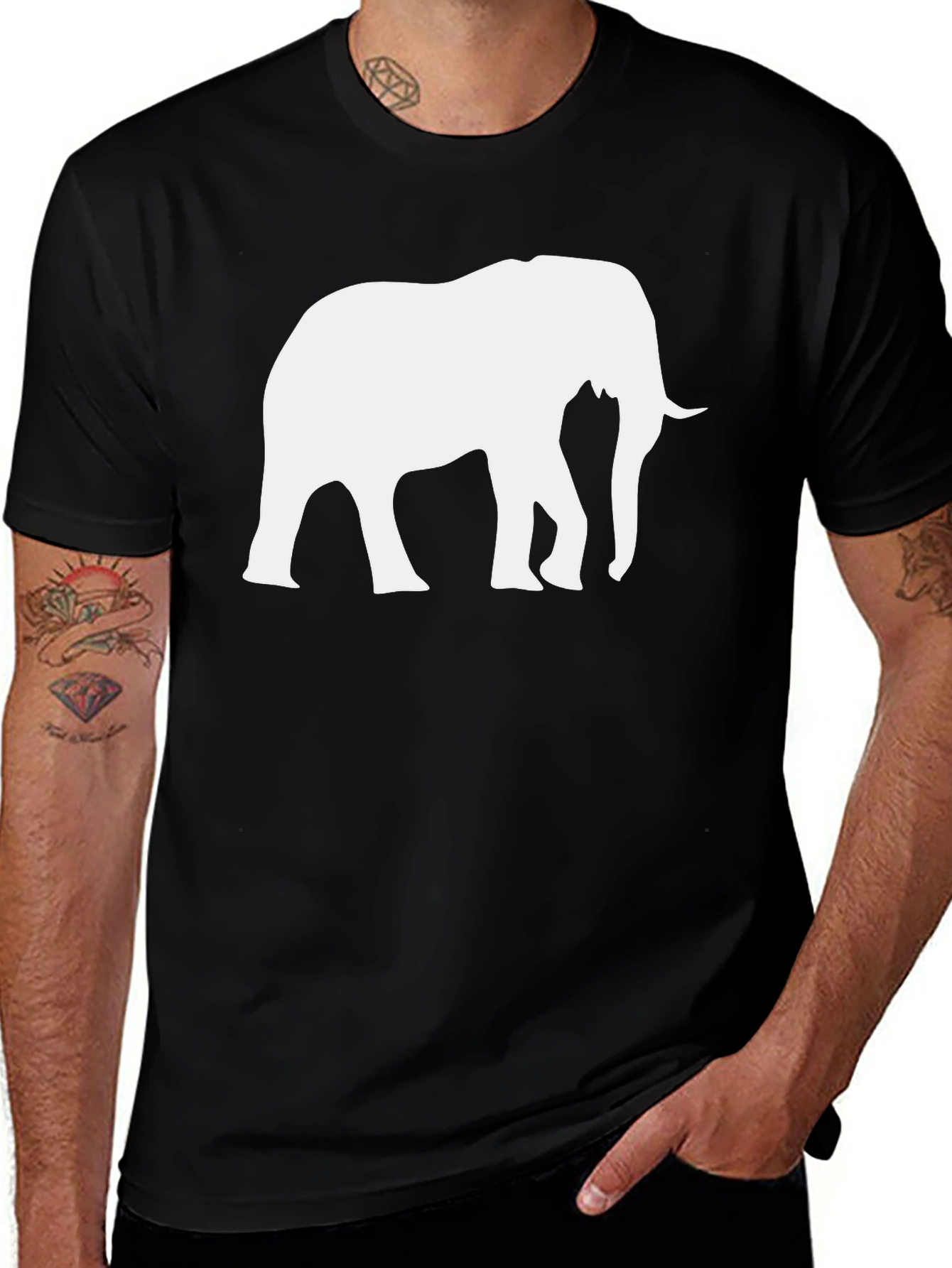 Variant 25 of Elephant Graphic Black T-Shirt