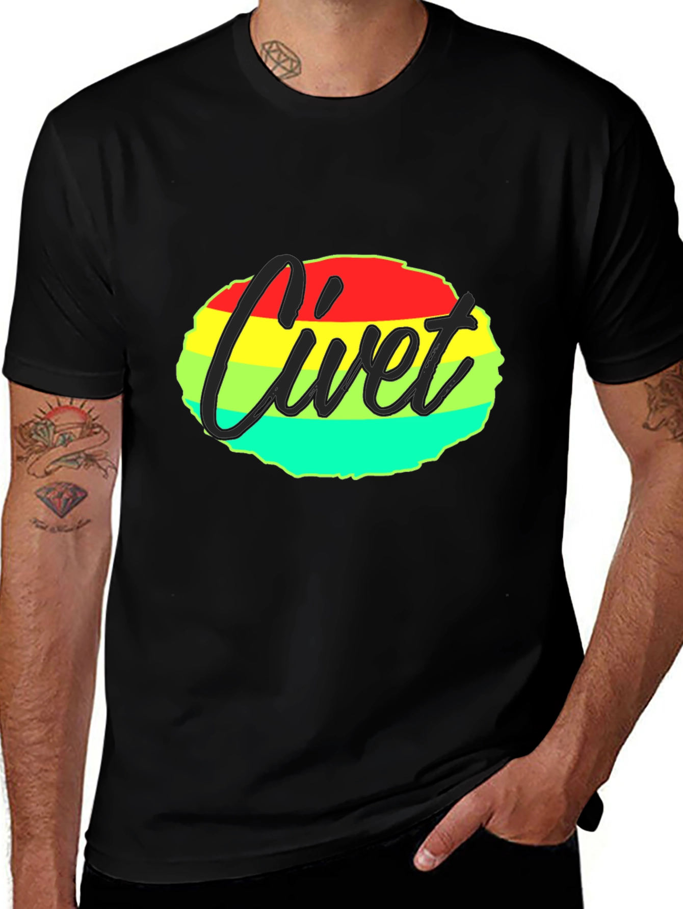 Variant 16 of Civet Rasta T-Shirt - Men's Black Tee