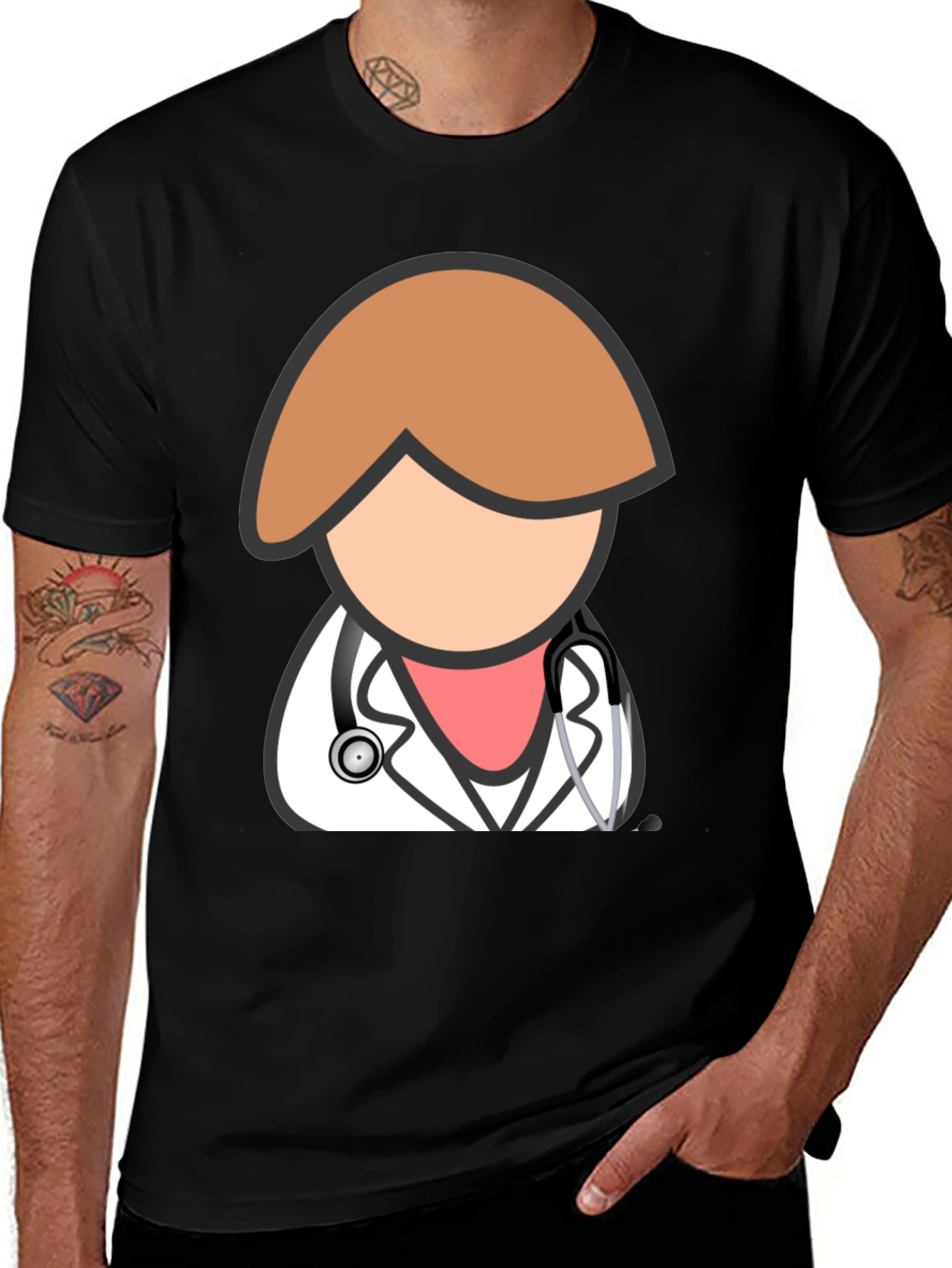 Variant 17 of Doctor Cartoon Graphic Black T-Shirt