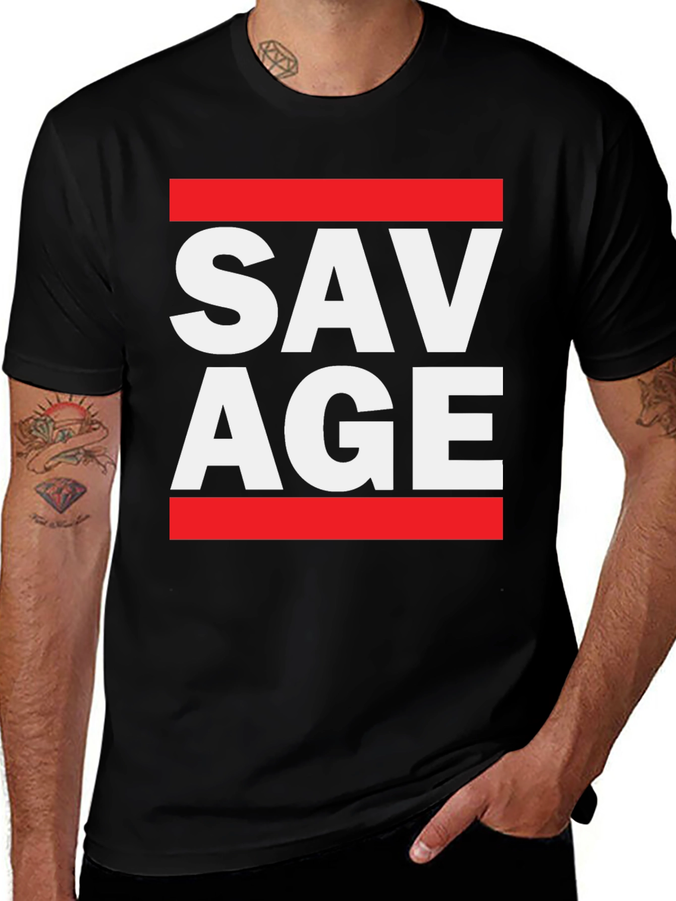 Variant 17 of Savage Graphic Print Crew Neck T-Shirt